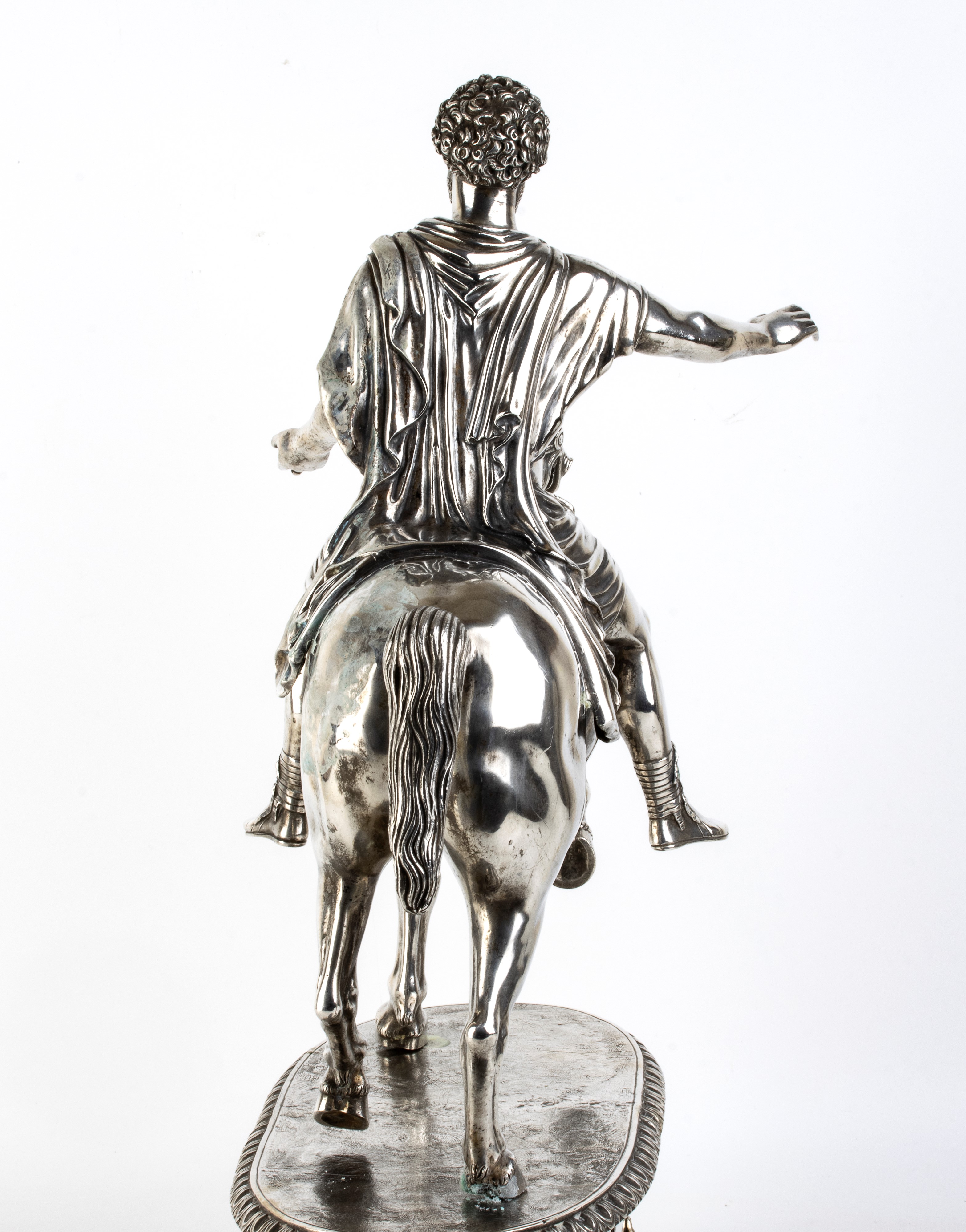 Marcello Mortet - Scultura in argento raffigurante la statua equestre di Marco Aurelio