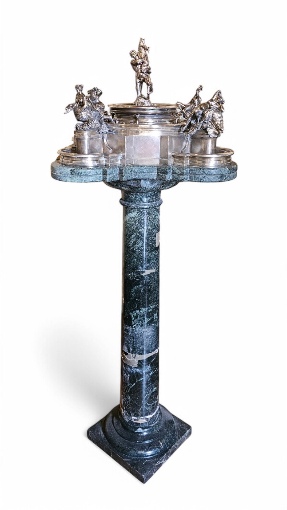 Marcello Mortet - Fontana delle Naiadi in argento con basamento in marmo verde