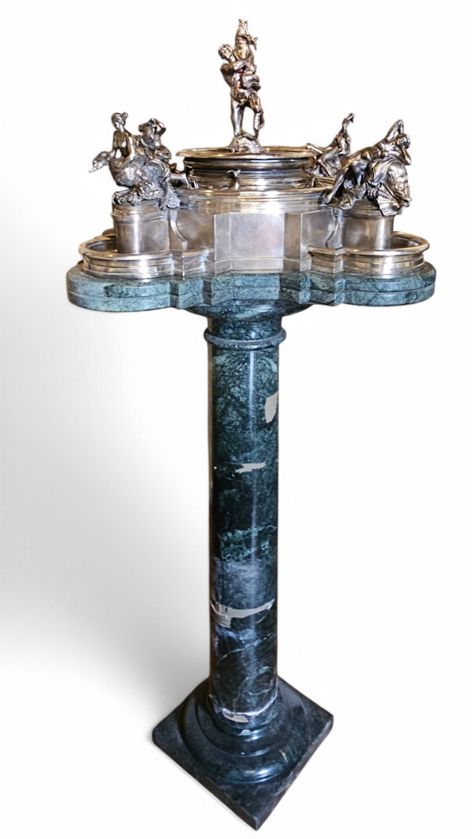 Marcello Mortet - Fontana delle Naiadi in argento con basamento in marmo verde