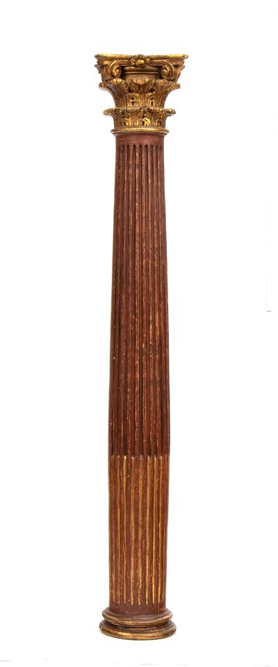 Colonna Italiana in Legno Laccato e Dorato