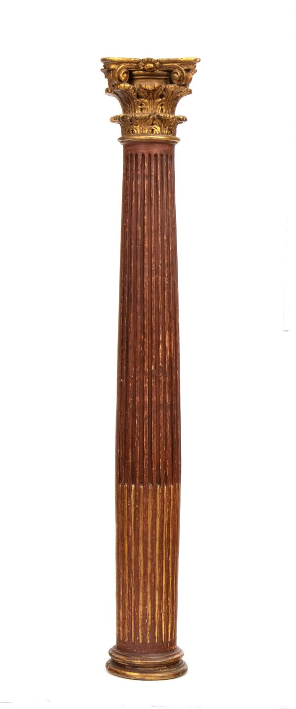   Italian lacquered and gilded wooden column