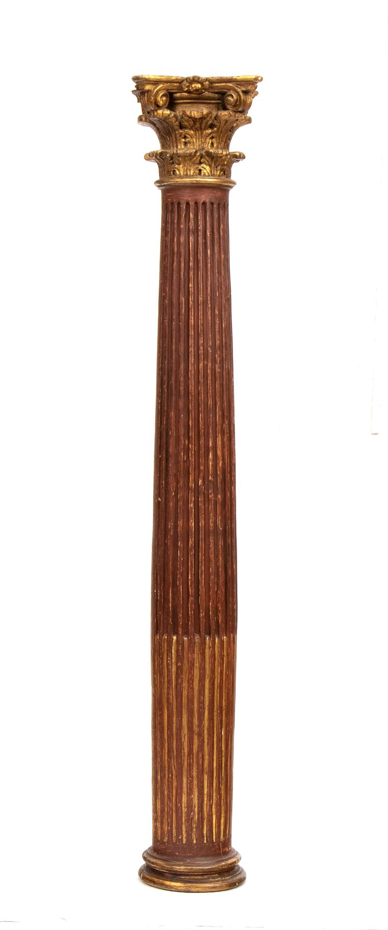 Colonna Italiana in Legno Laccato e Dorato