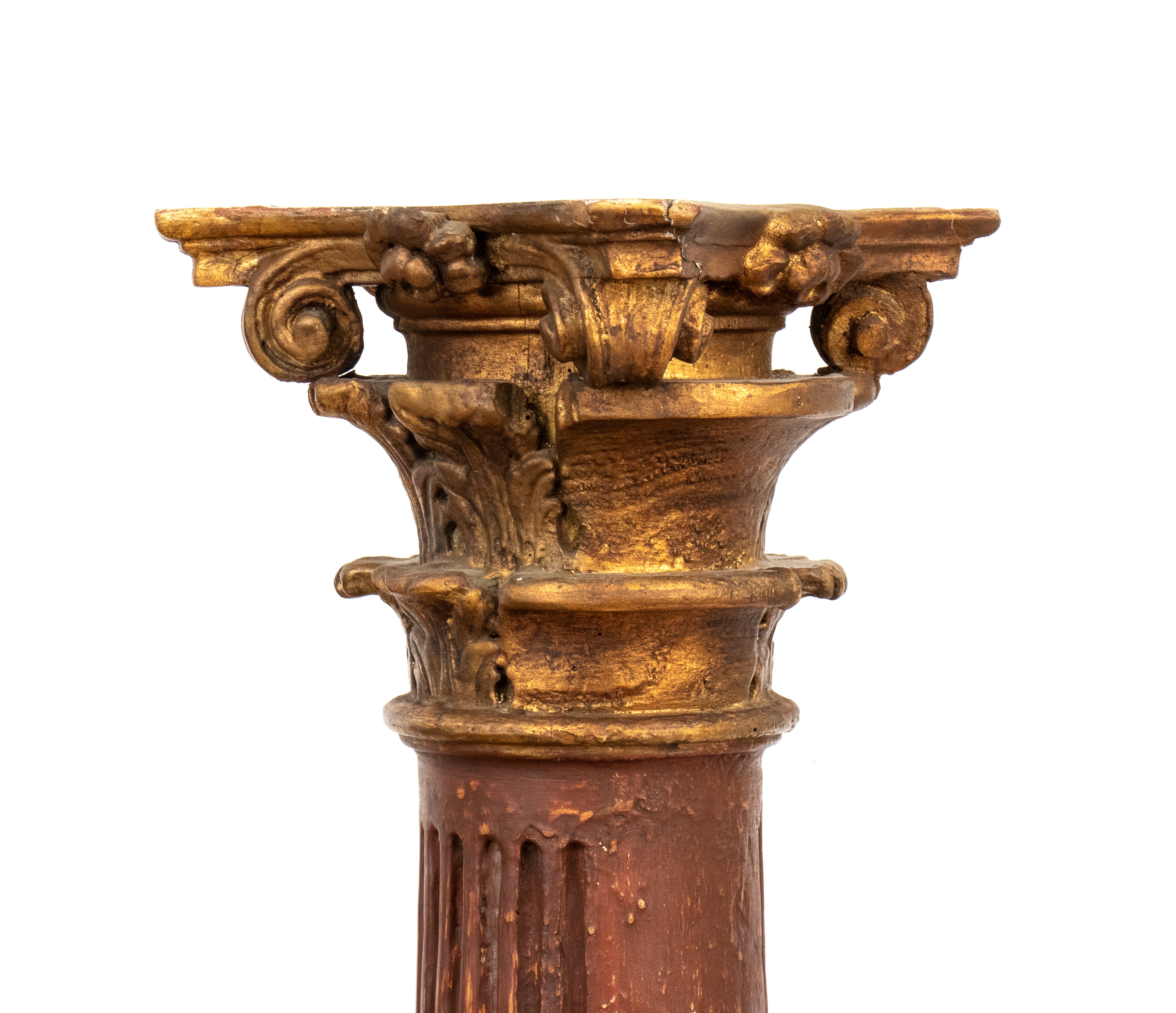 Colonna Italiana in Legno Laccato e Dorato