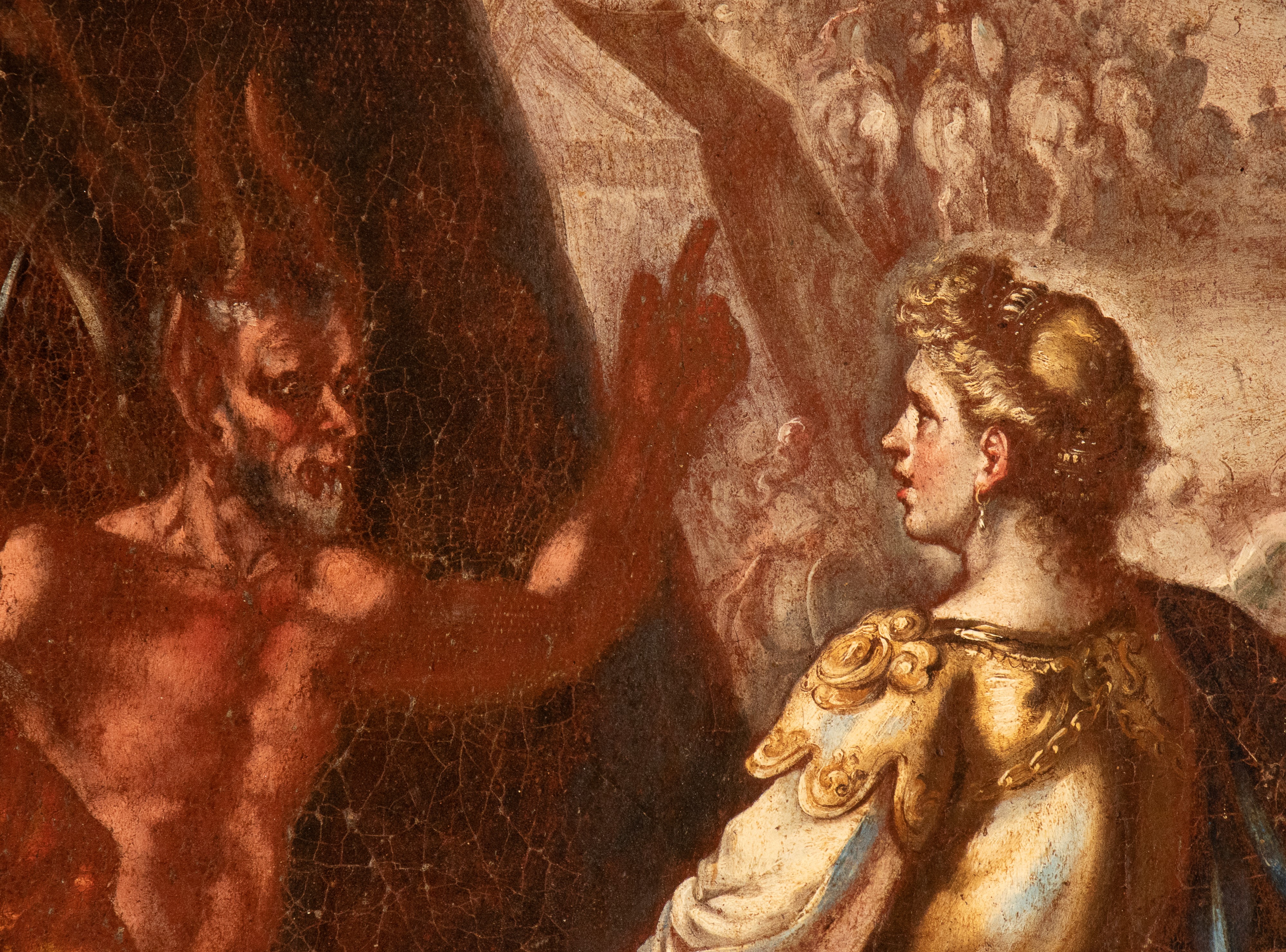 Artista Napoletano, XVII Secolo - Aletto Esce Dall'inferno per Mettere Discordia nel Cuore dei Gu...