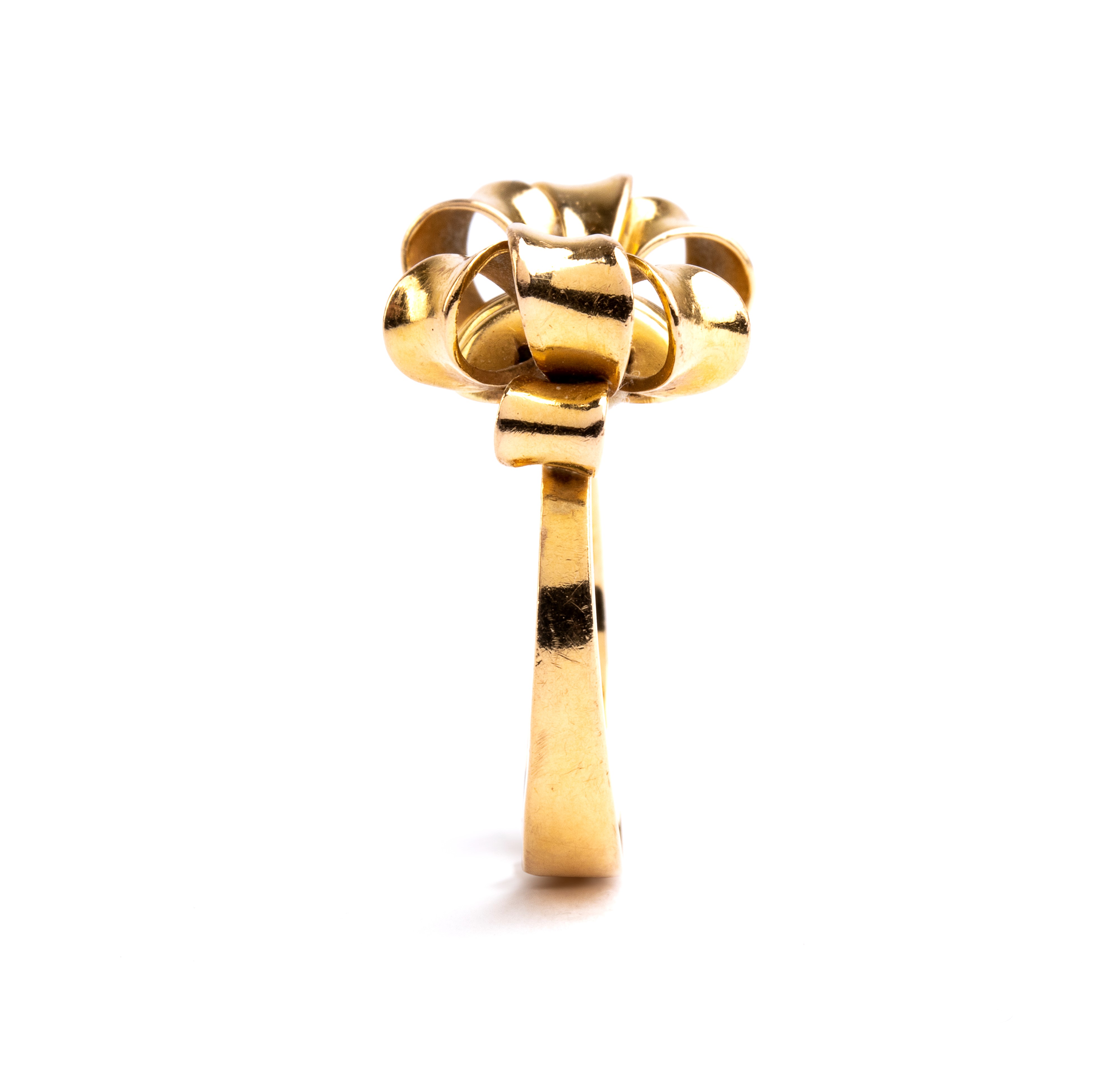 Anello in oro giallo 18k a forma di fiocco, punzonato 750