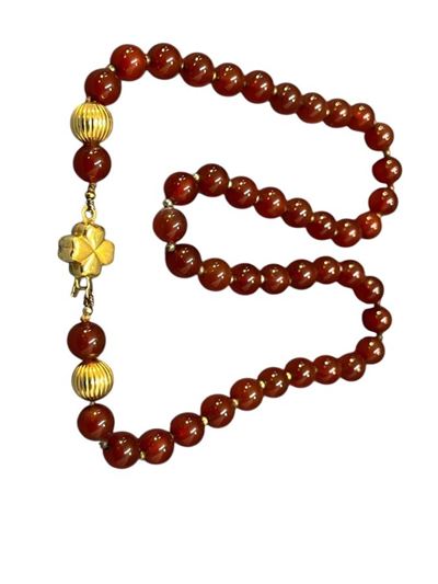 Girocollo in oro giallo 18k con sfere di corniola