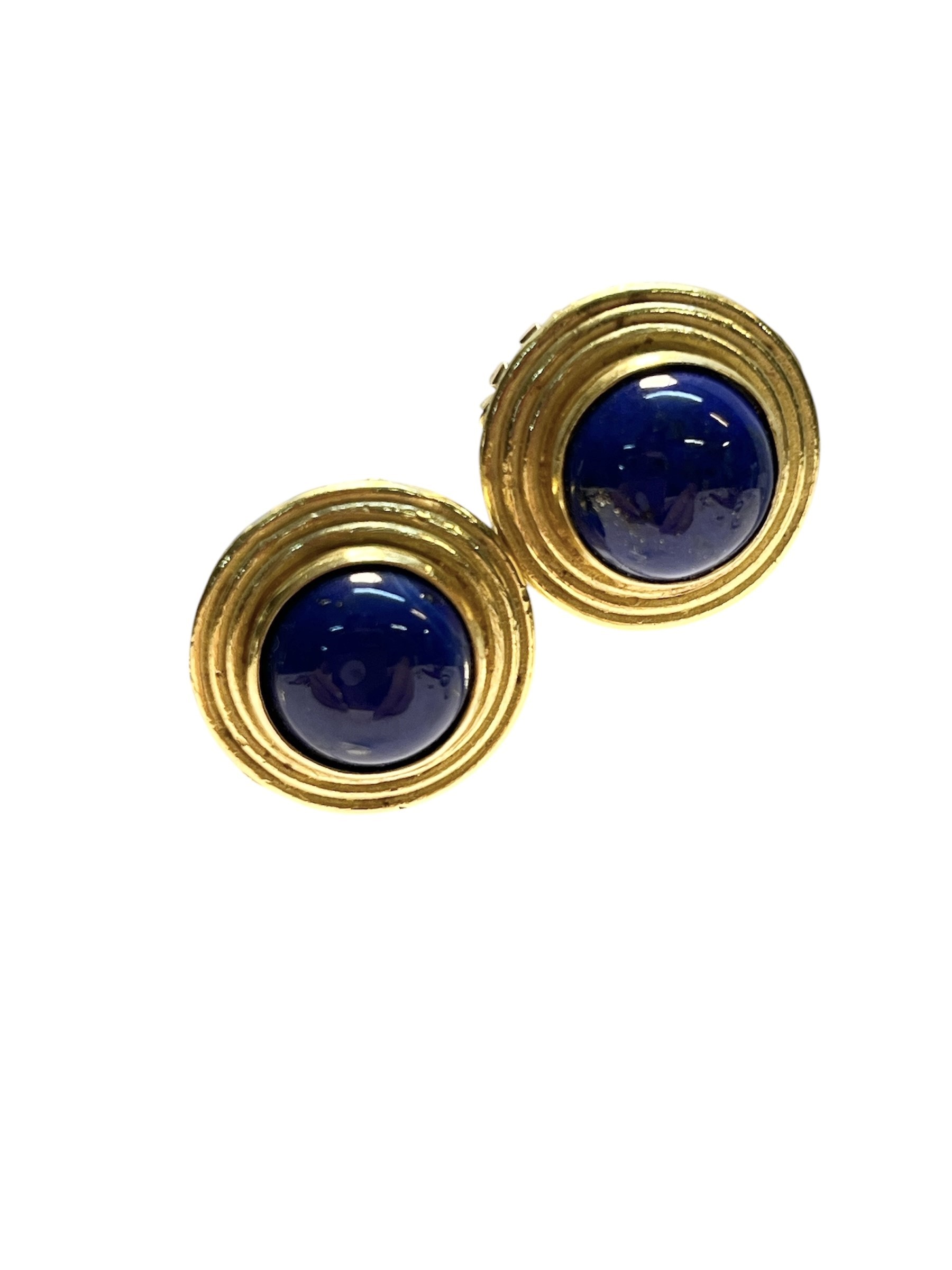 Orecchini a cerchi concentrici in oro giallo 18k e lapislazzuli