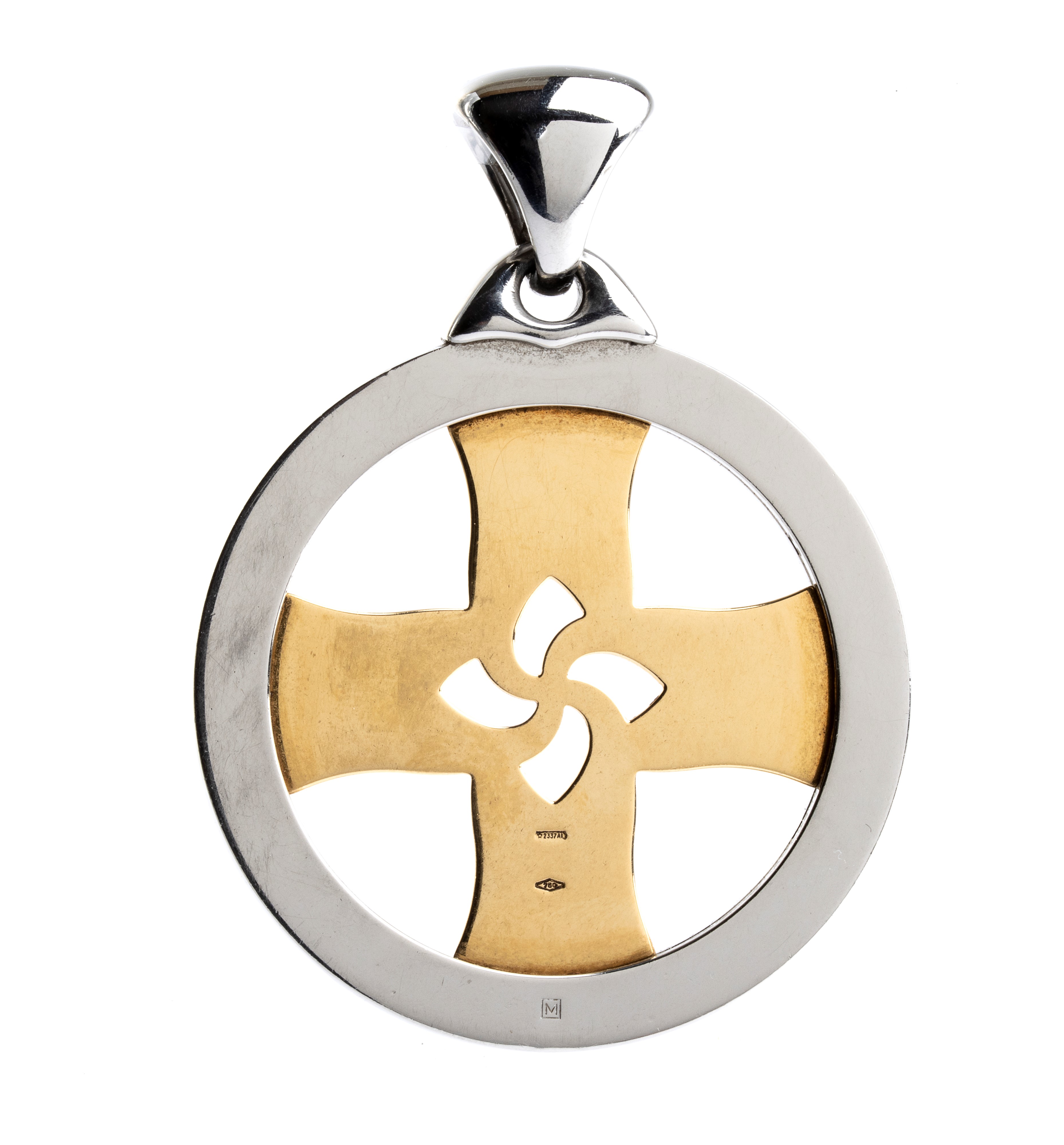 Collezione Tondo: pendente in acciaio ed oro