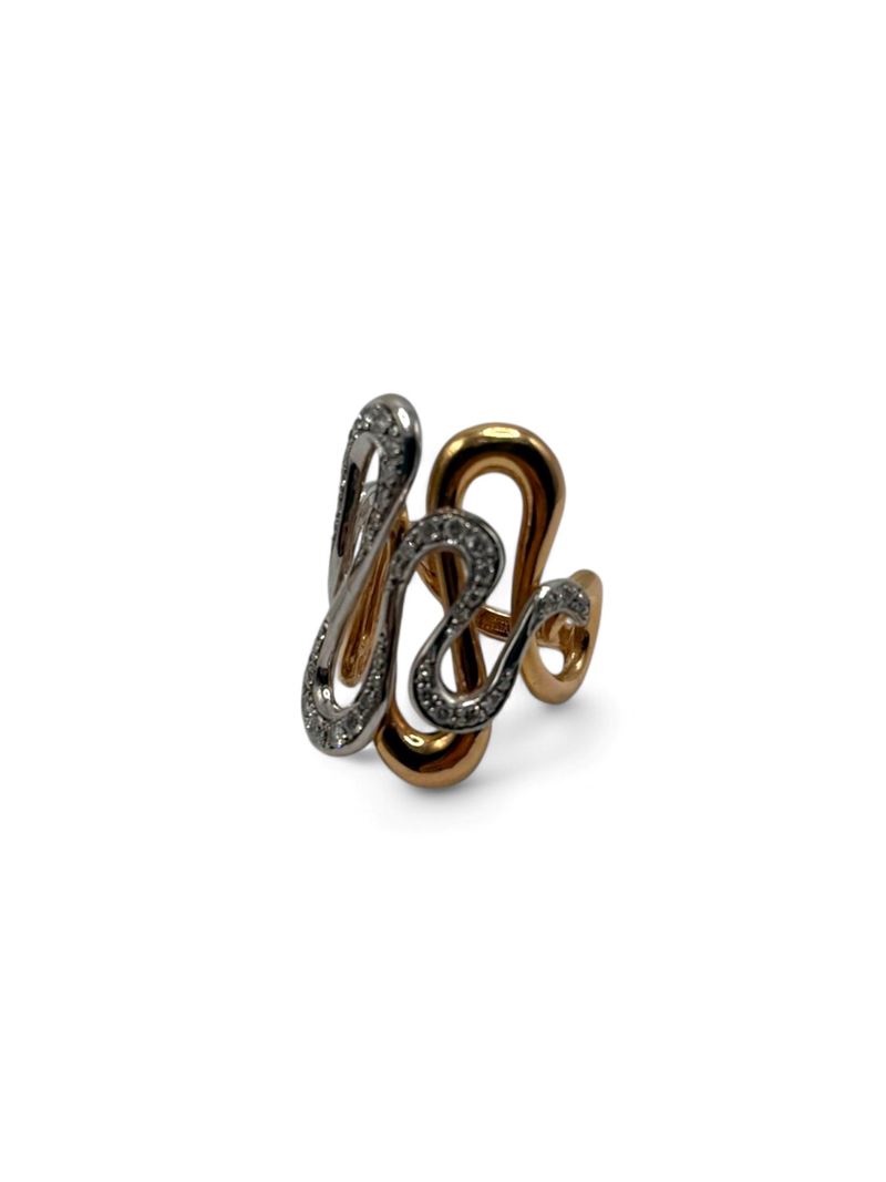 Levitali Roma - Collezione Serpente: anello in oro rosa e oro bianco 18k con diamanti