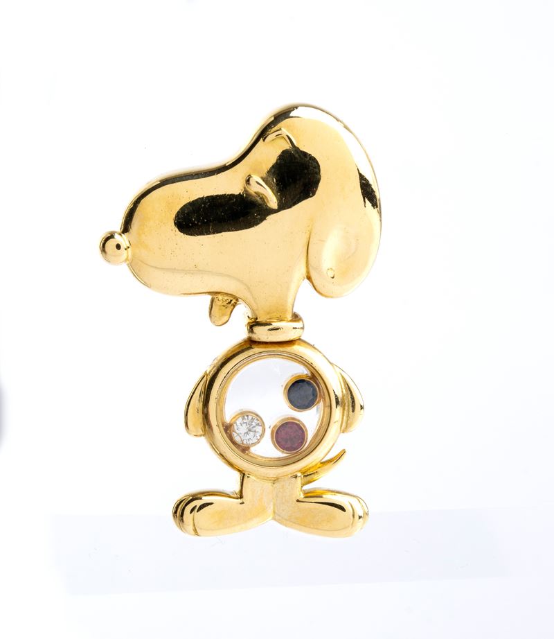 Pendente "Happy Diamond Snoopy" in oro e diamanti