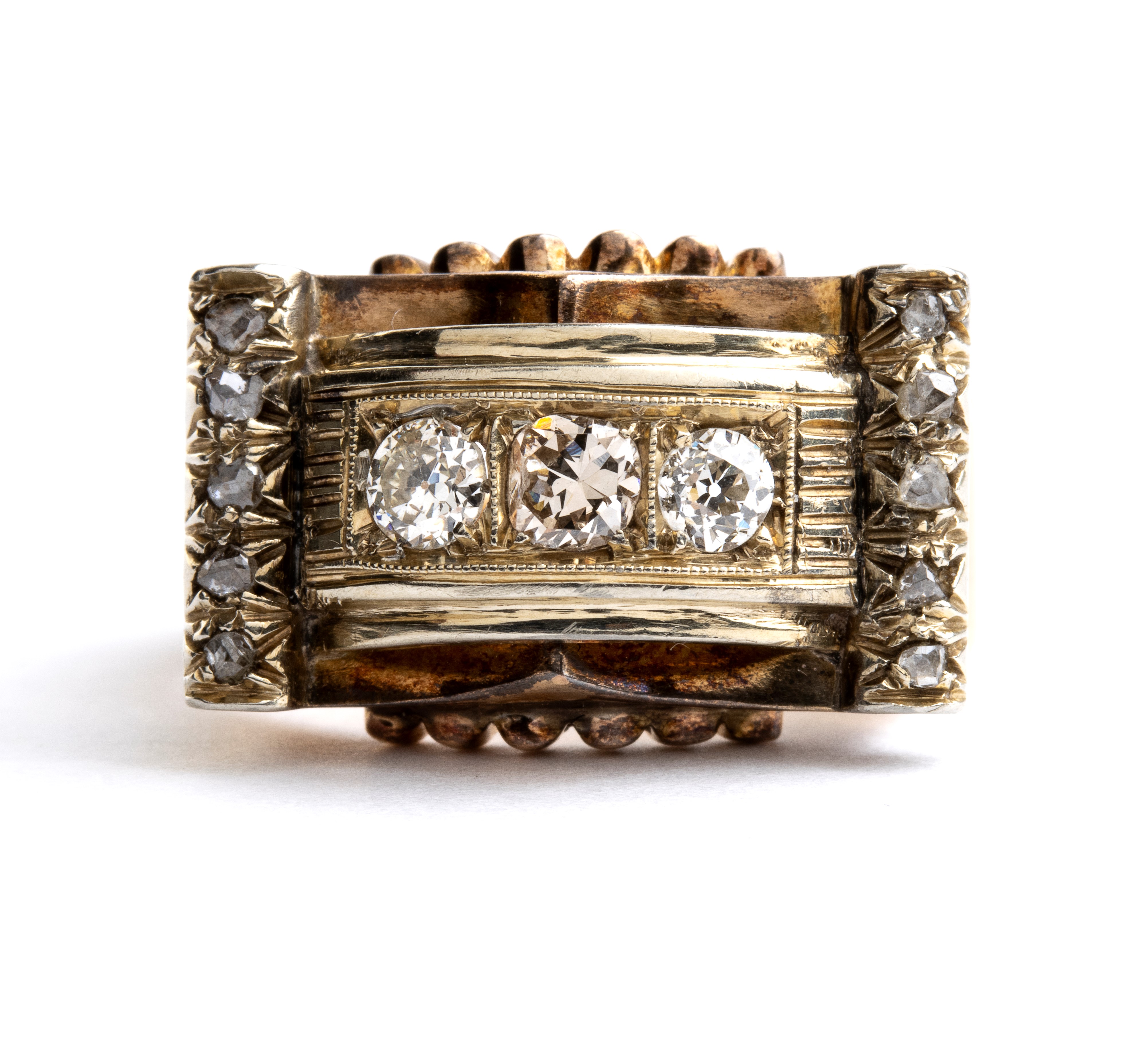 Anello a fascia, oro 18k con diamanti (anni '40)