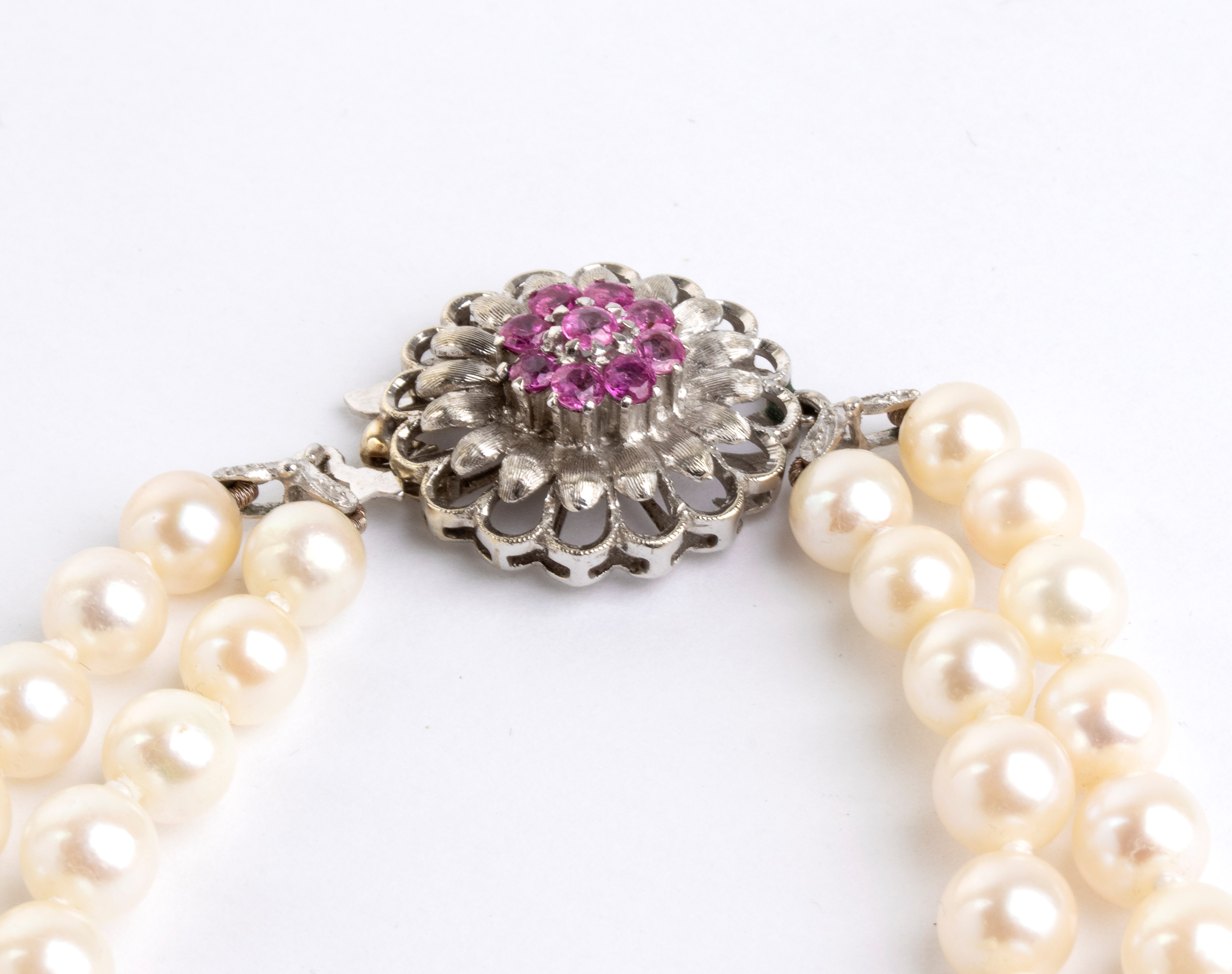 Collana con perle e rubini