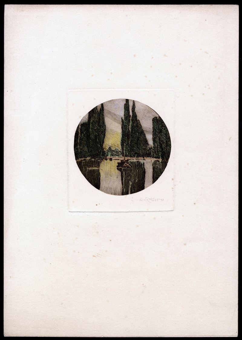 Angelo Rossini - Il Laghetto dei Cipressi di Villa Falconieri a Frascati