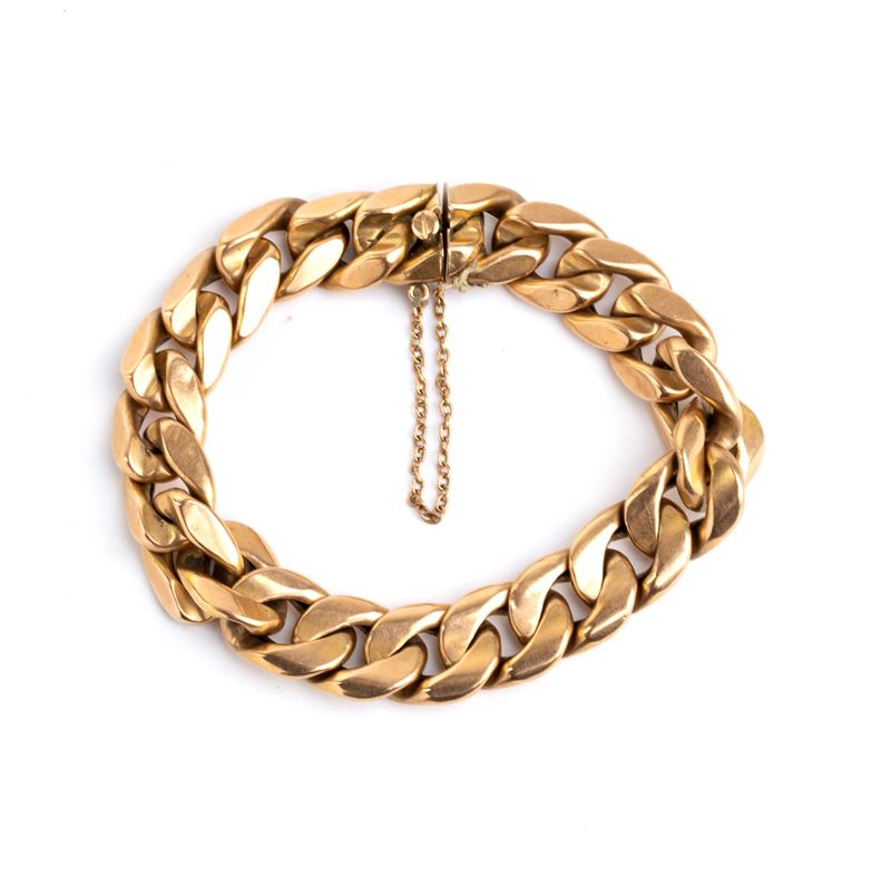 Bracciale in oro giallo, catena a maglia grumetta