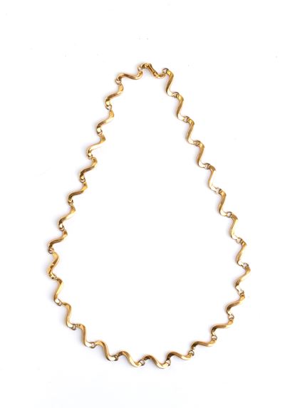 Collana in oro giallo 18k a maglie ondulate, lunghezza 44 cm
