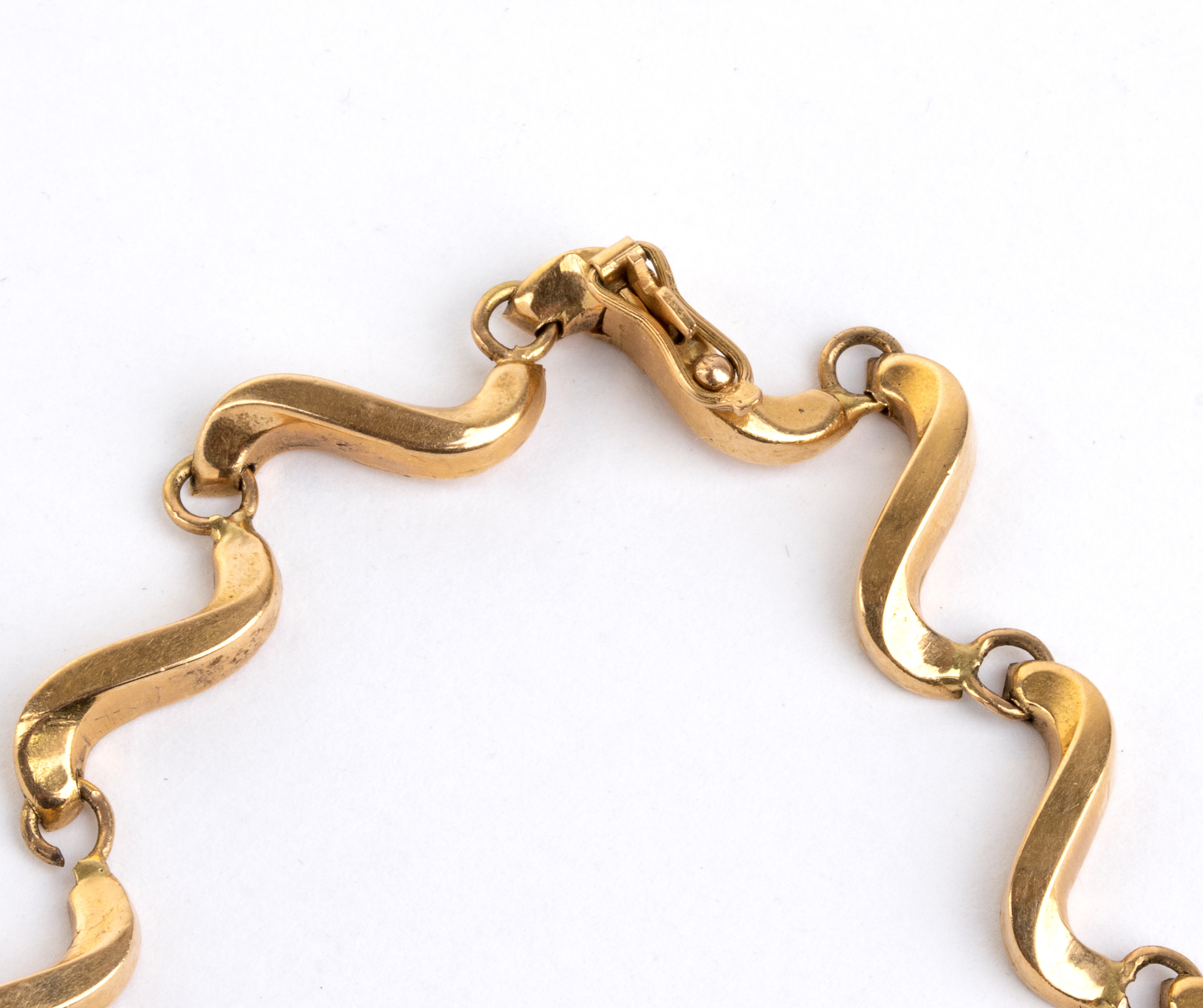 Collana in oro giallo 18k a maglie ondulate, lunghezza 44 cm