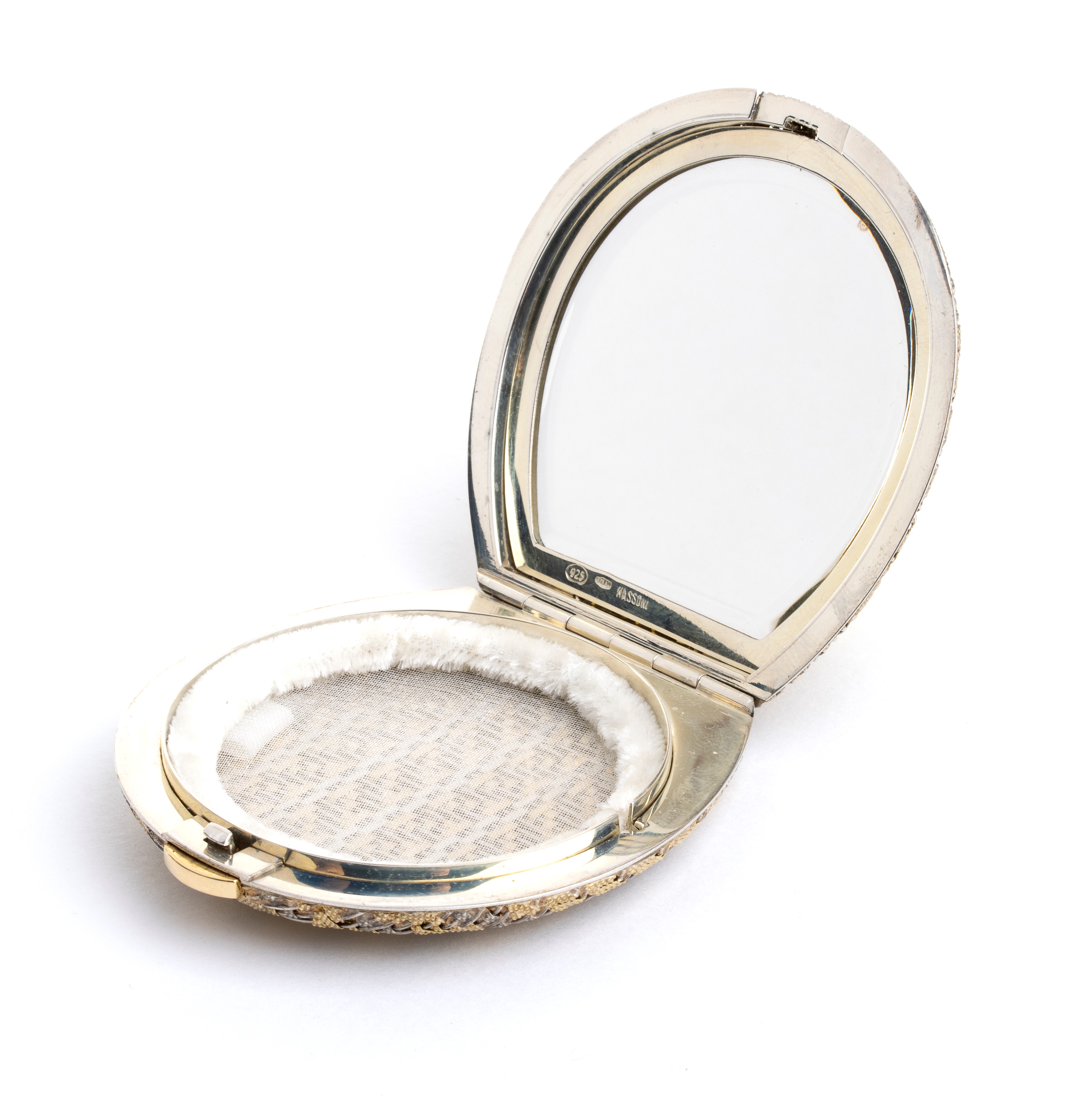 Porta cipria in oro e argento