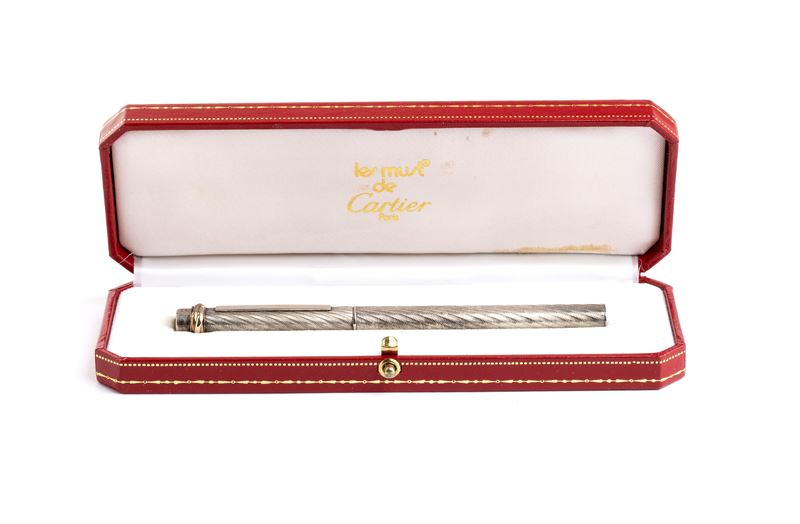 Cartier - Penna a sfera in argento 925 con clip meccanica