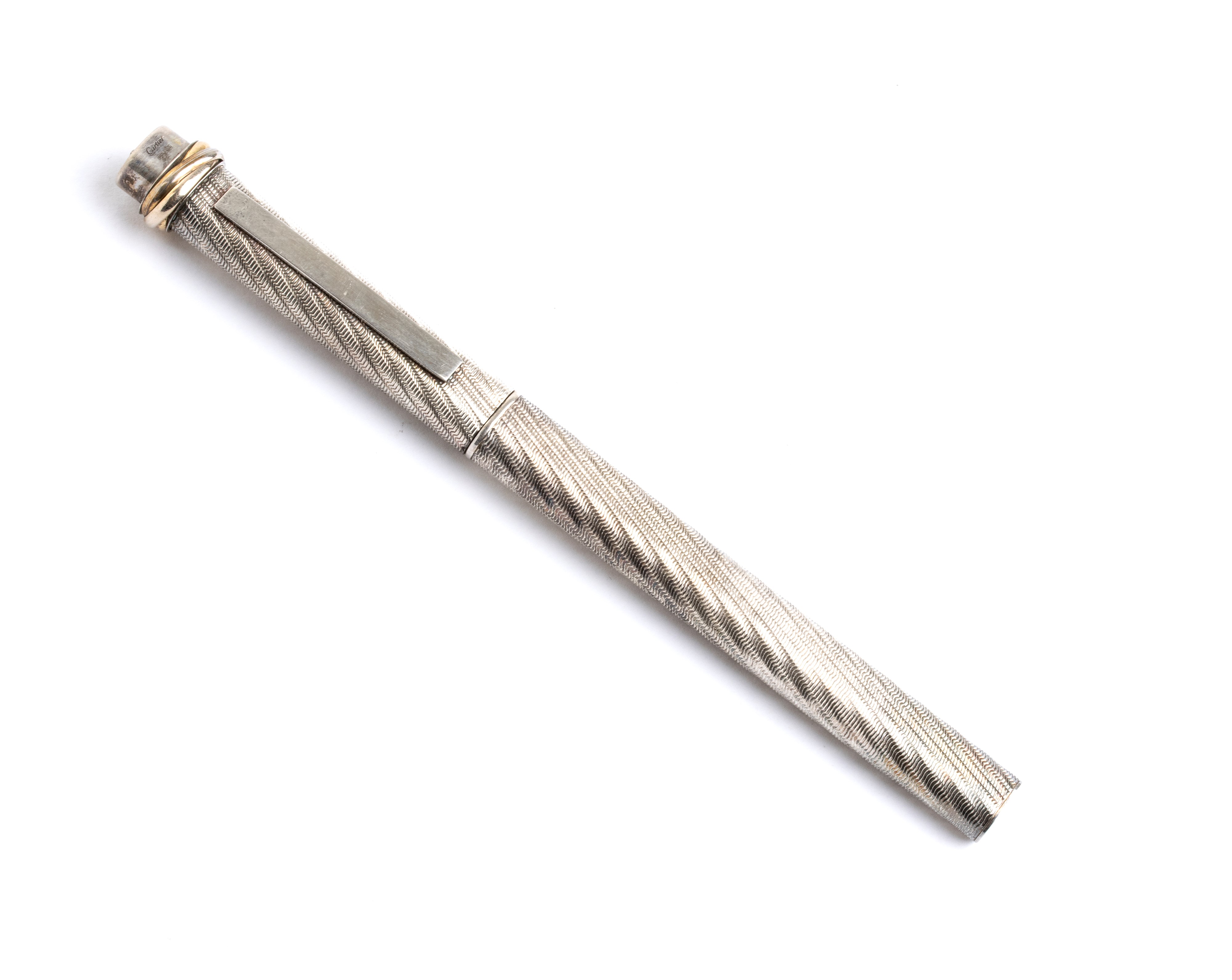 Cartier - Penna a sfera in argento 925 con clip meccanica