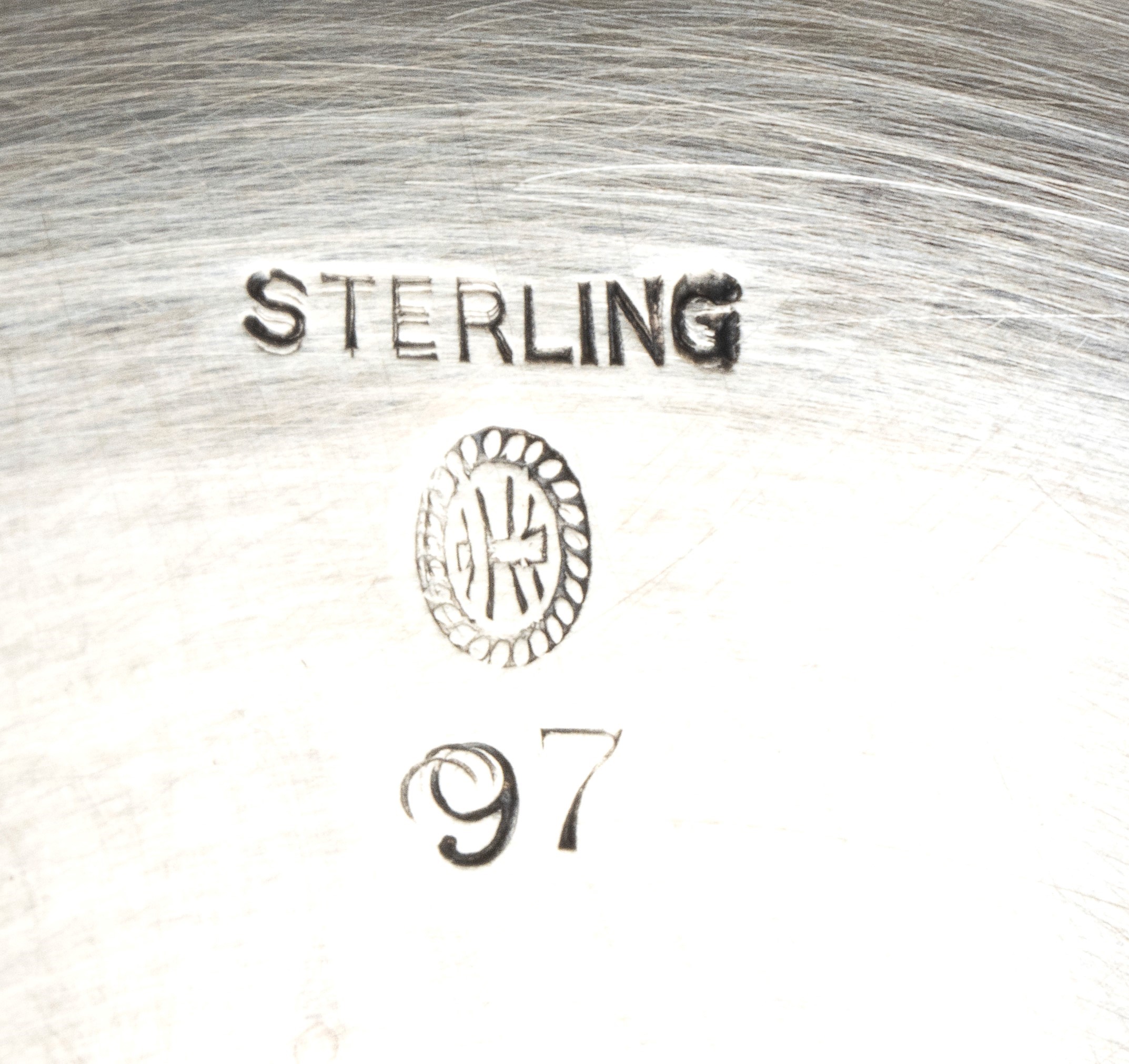 Alzata americana in argento 925/1000, punzonata “STERLING - 97”
