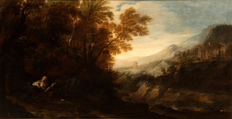 Artista Fiammingo Attivo a Roma, Primo Quarto XVII Secolo - Paesaggio con Maria Maddalena Peniten...