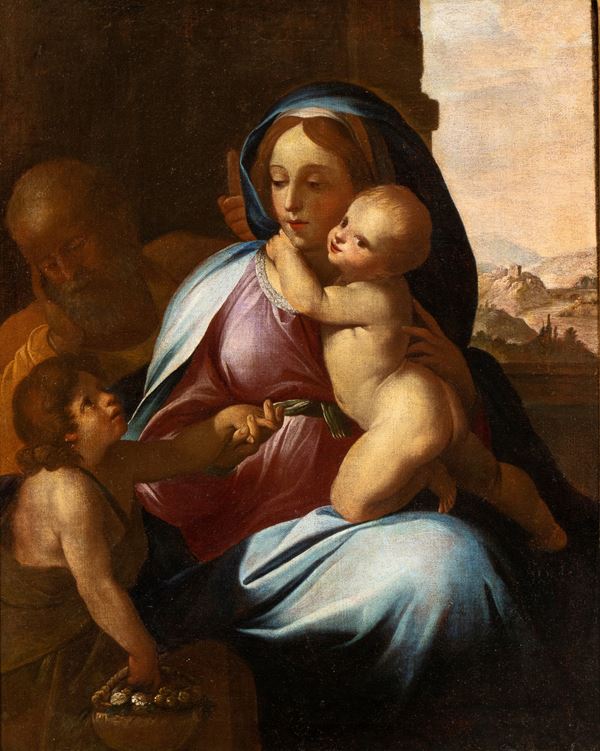 Artista emiliano, prima met&#224; XVII secolo,Ventura Salimbeni - Holy Family with Saint John
