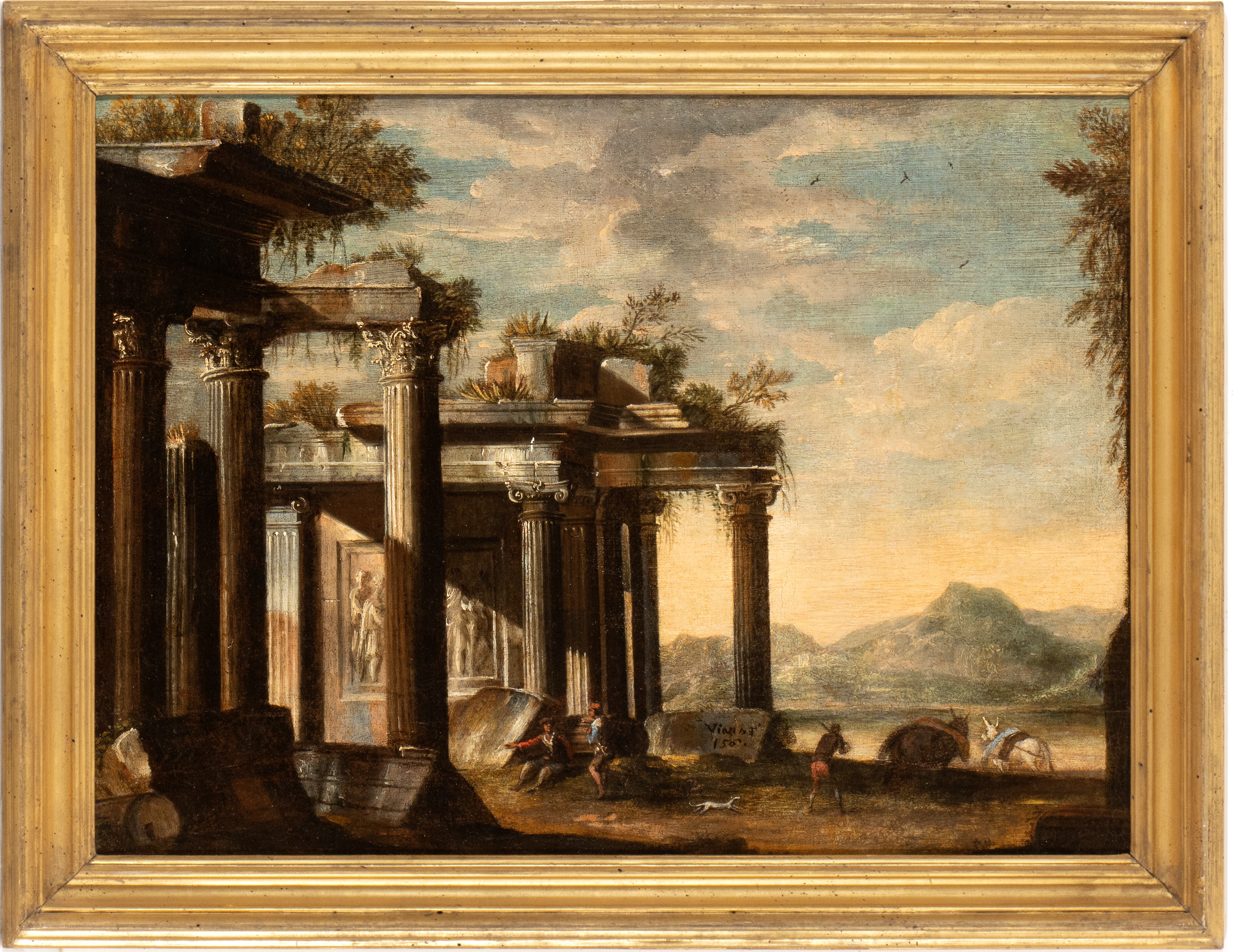 Artista Attivo a Napoli, Prima Metà XVIII Secolo - Capriccio Architettonico con Figure