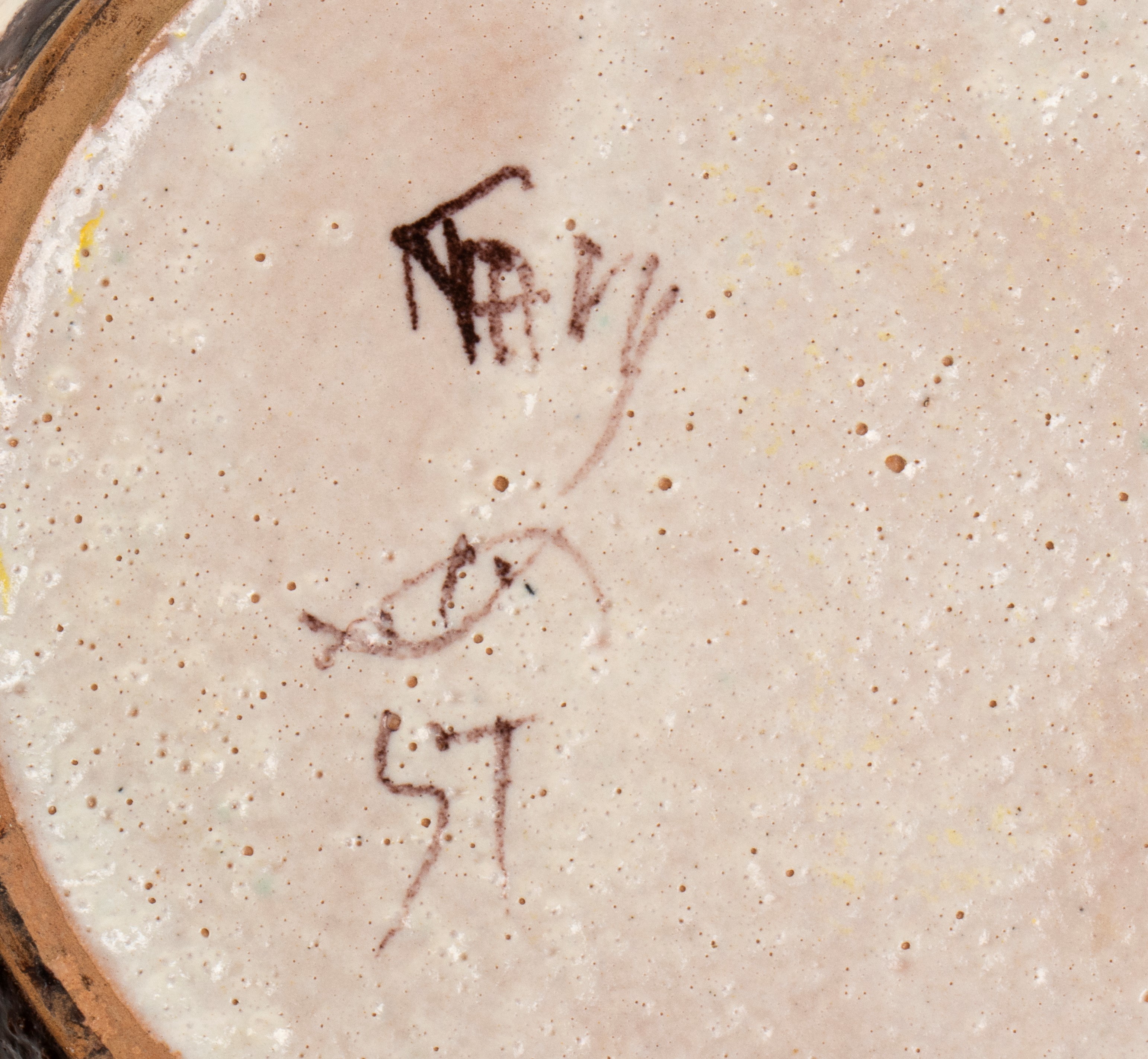 Burriera con impugnatura a forma di asinello e decorazioni geometriche