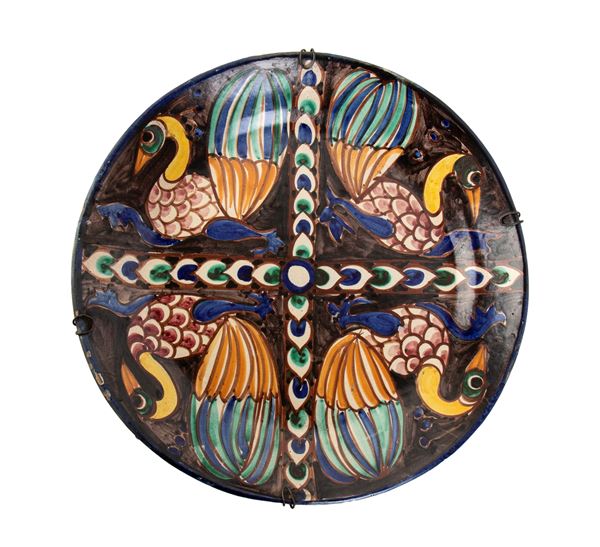 MANIFATTURA VIETRI - Large plate with waterfowls decoration 