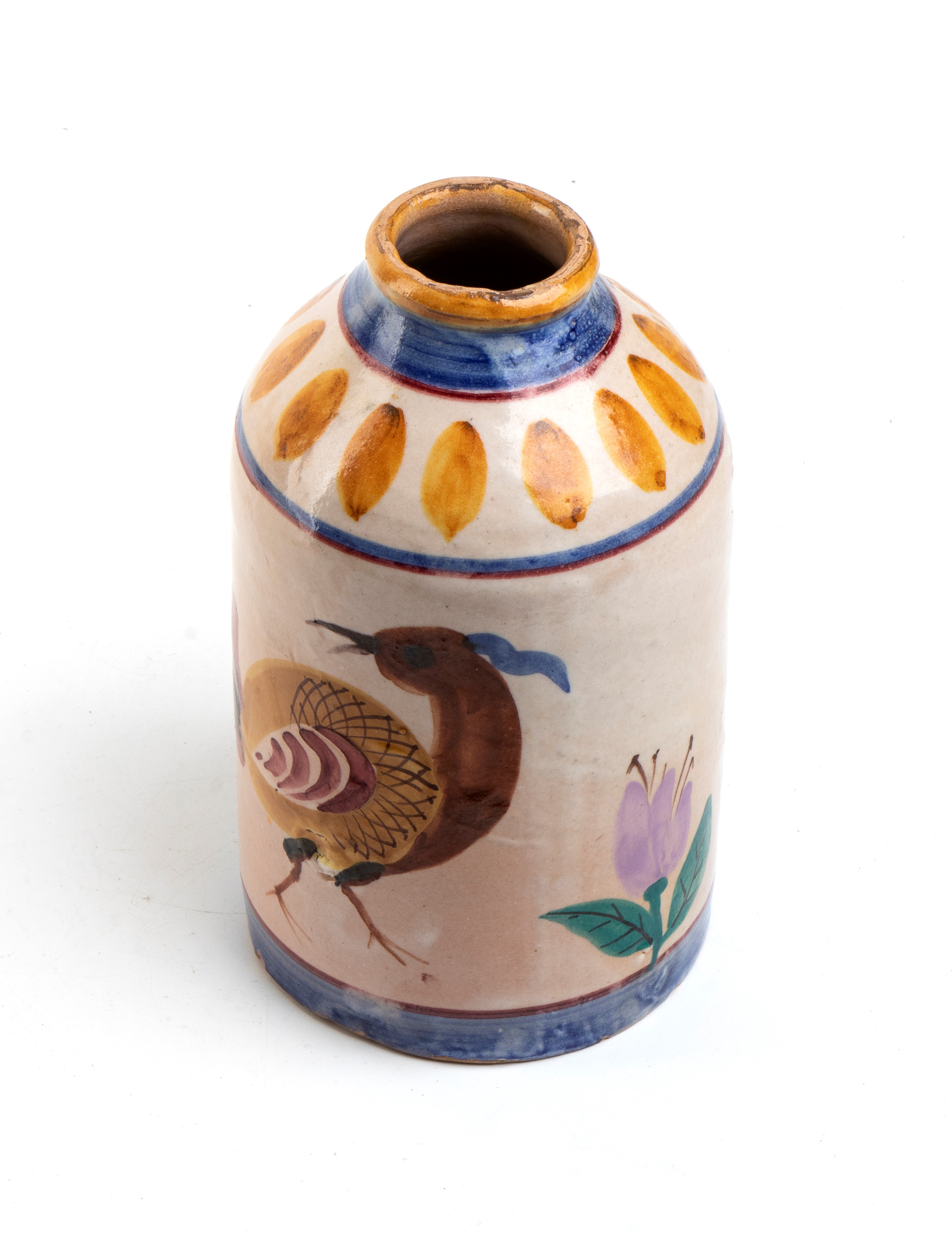 Piccolo vaso con uccellini e fiori