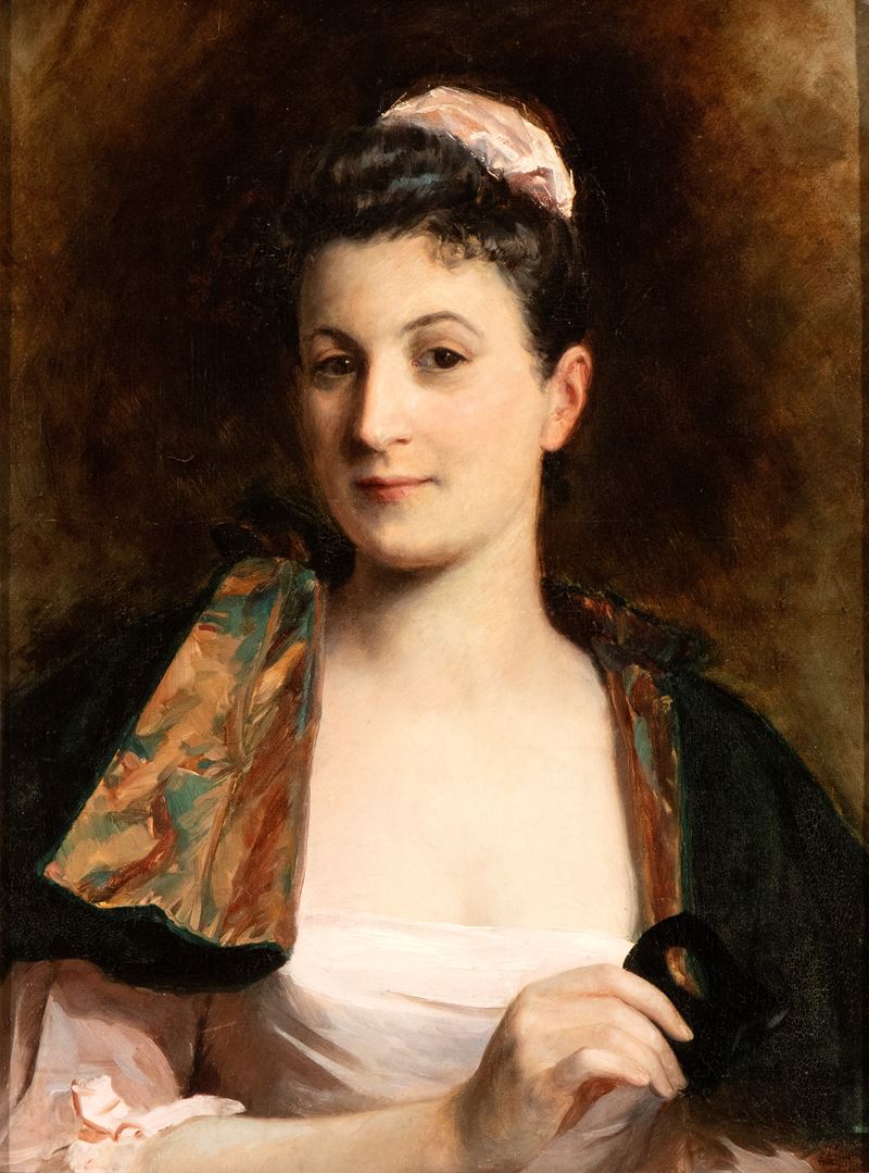 Charles Josuah Chaplin - Ritratto di Dama con Mascherina Nera in Mano