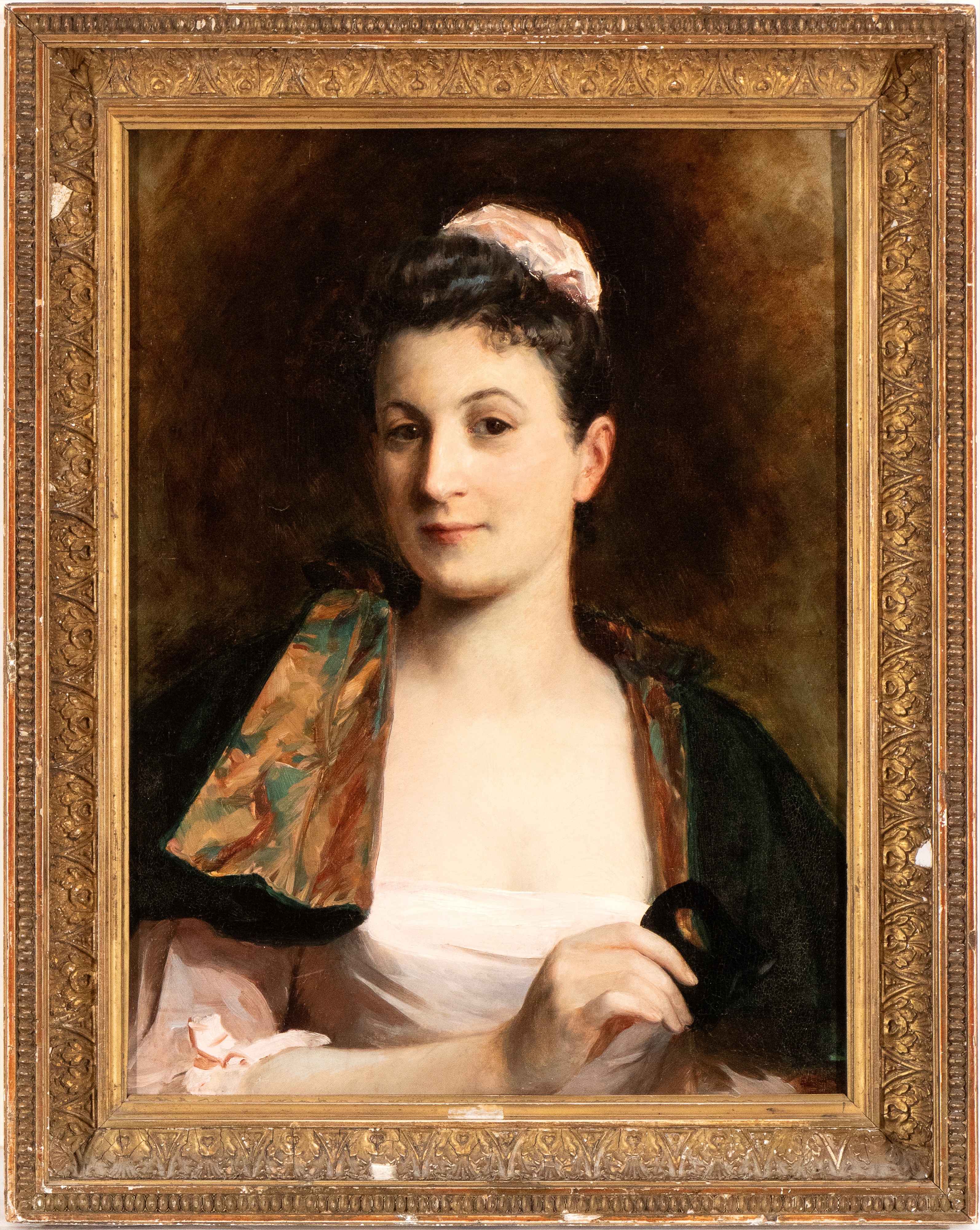 Charles Josuah Chaplin - Ritratto di Dama con Mascherina Nera in Mano