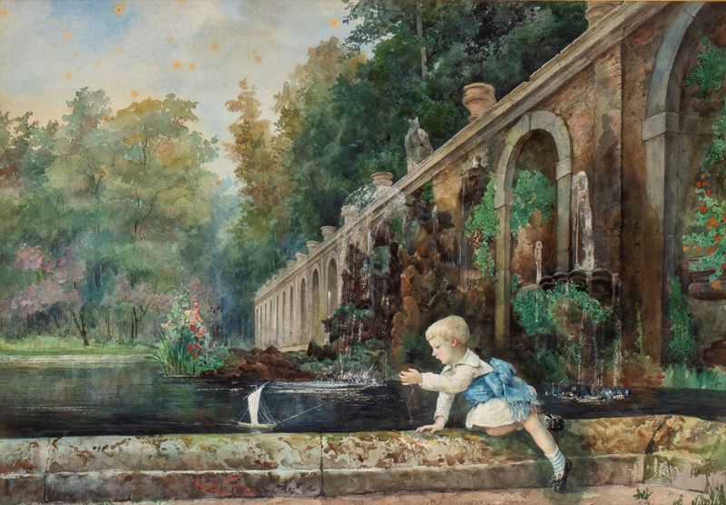 Ettore Roesler Franz - Bambino a Villa Conti a Frascati