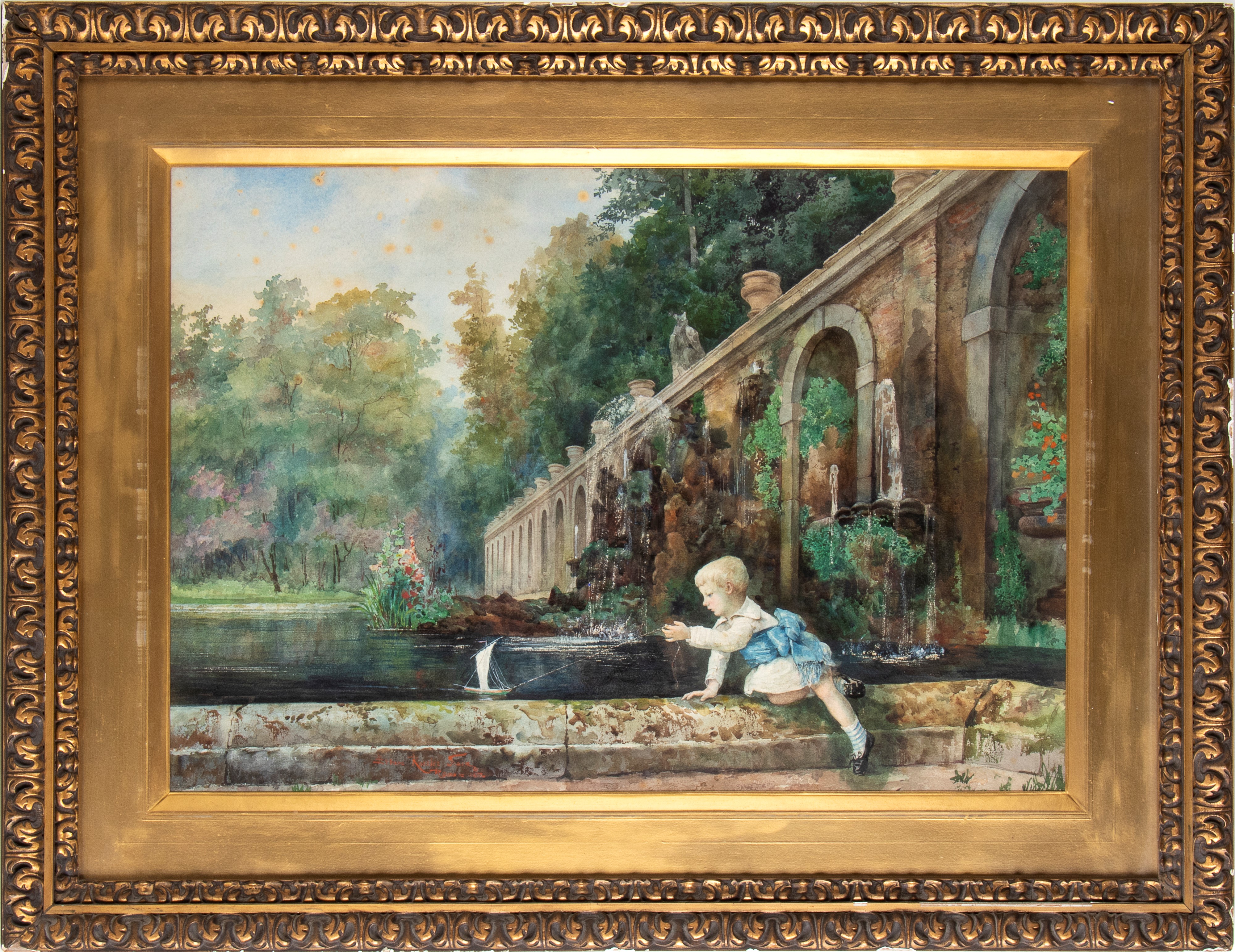Ettore Roesler Franz - Bambino a Villa Conti a Frascati