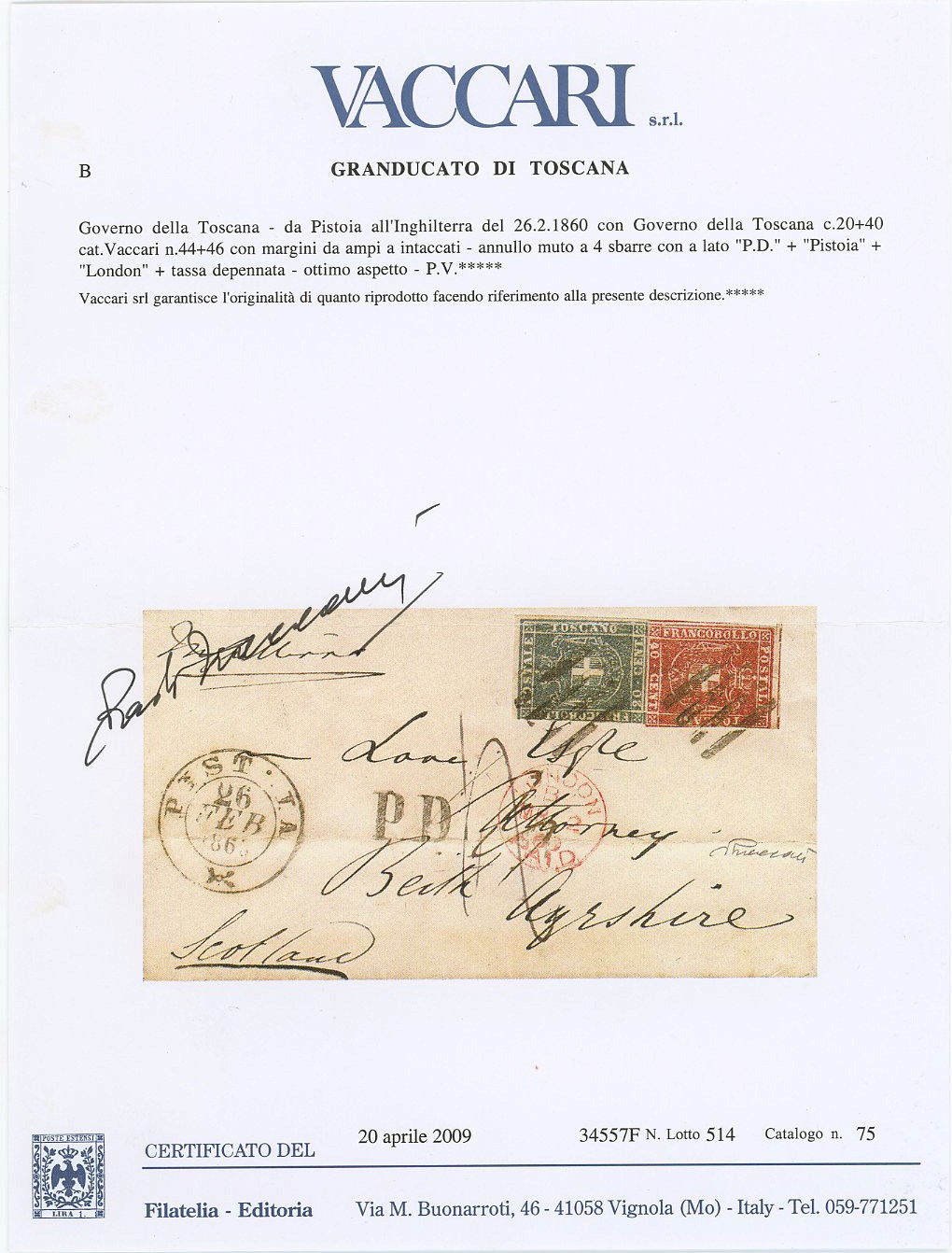 Toscana - Gov. Provvisorio, Storia Postale