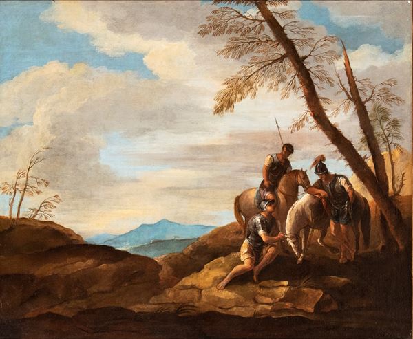 Salvator Rosa - Landscape with soldier's halt
