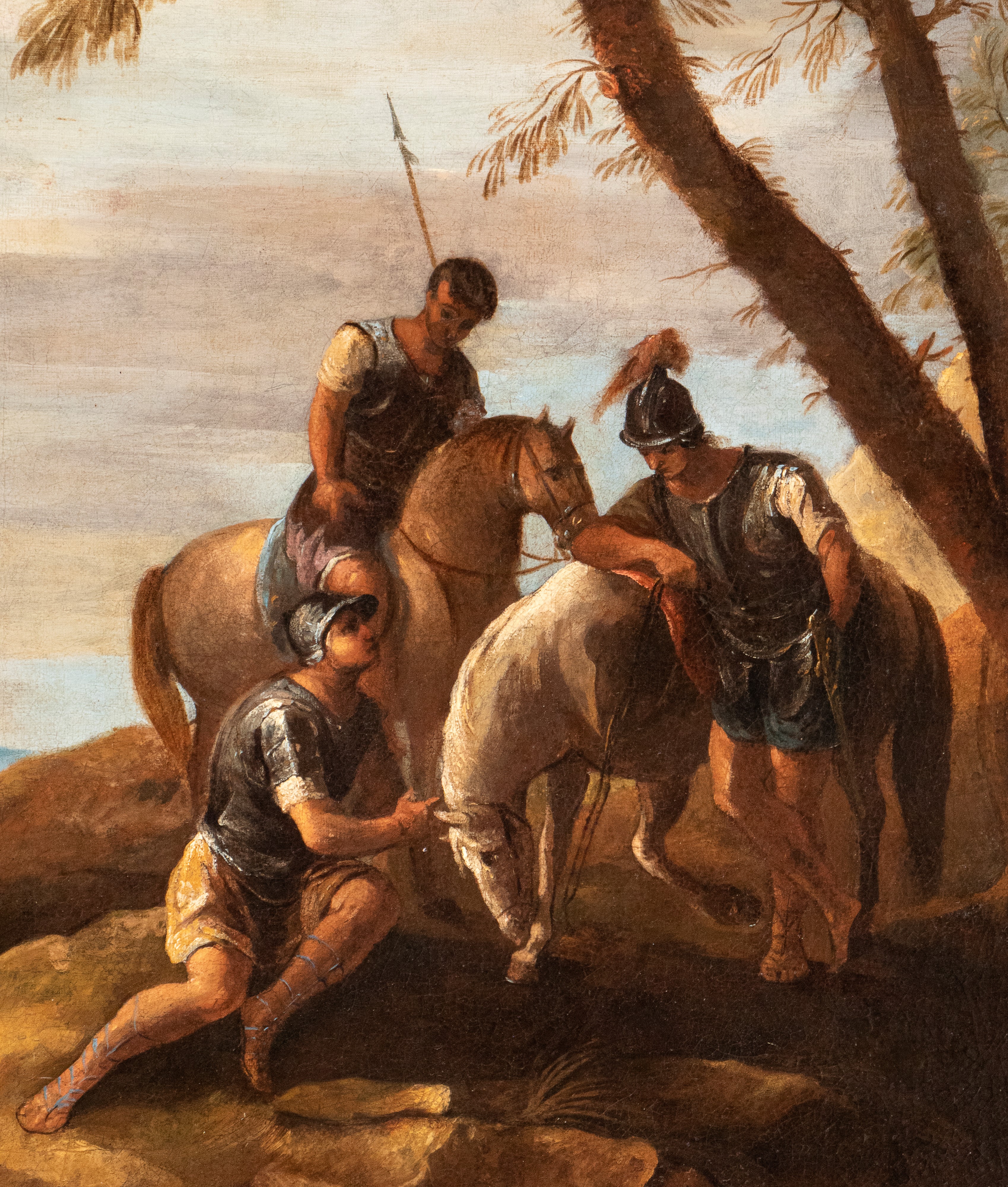 Paesaggio con sosta di soldati