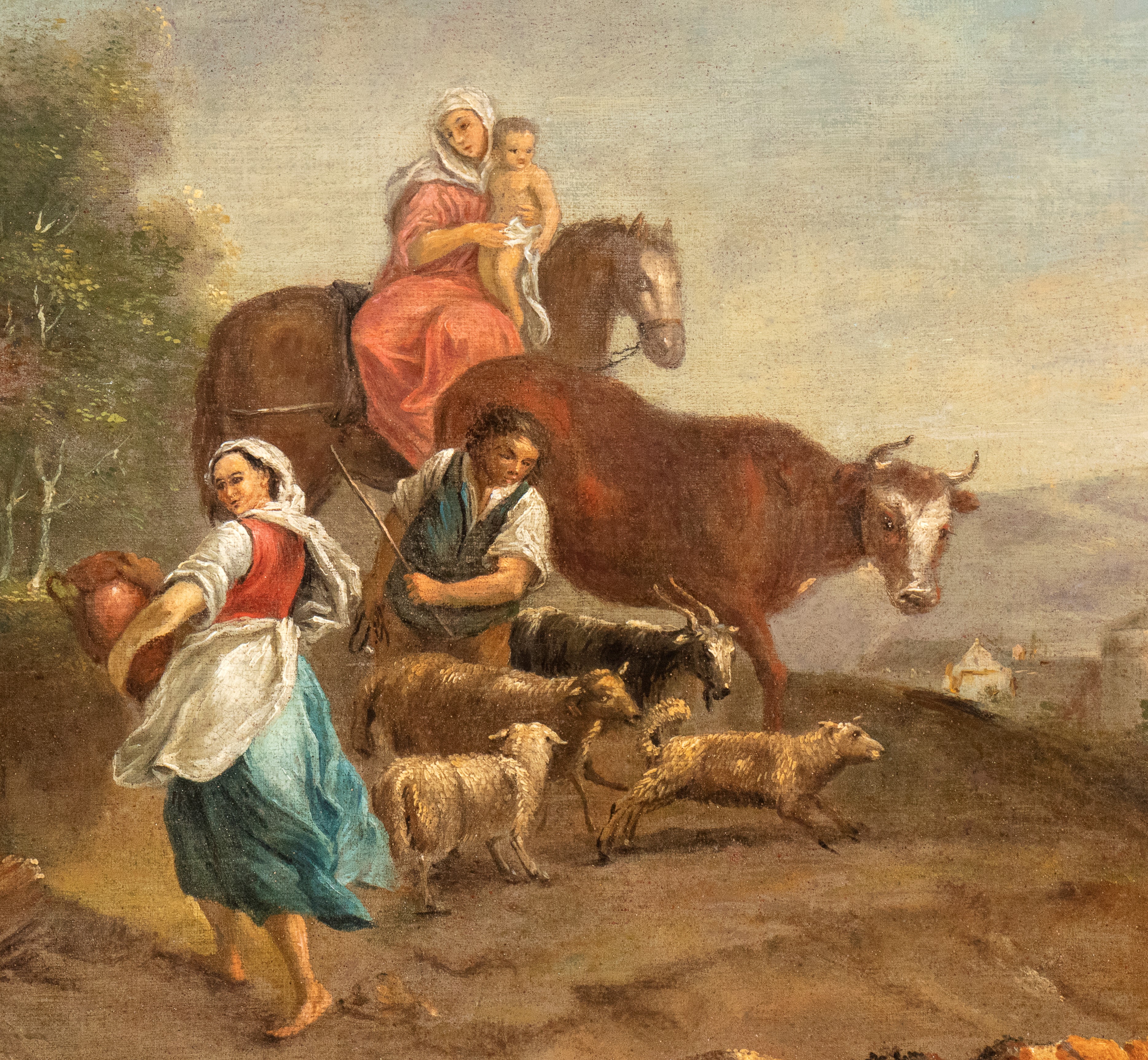 Paesaggio con fontanile, pastori e greggi