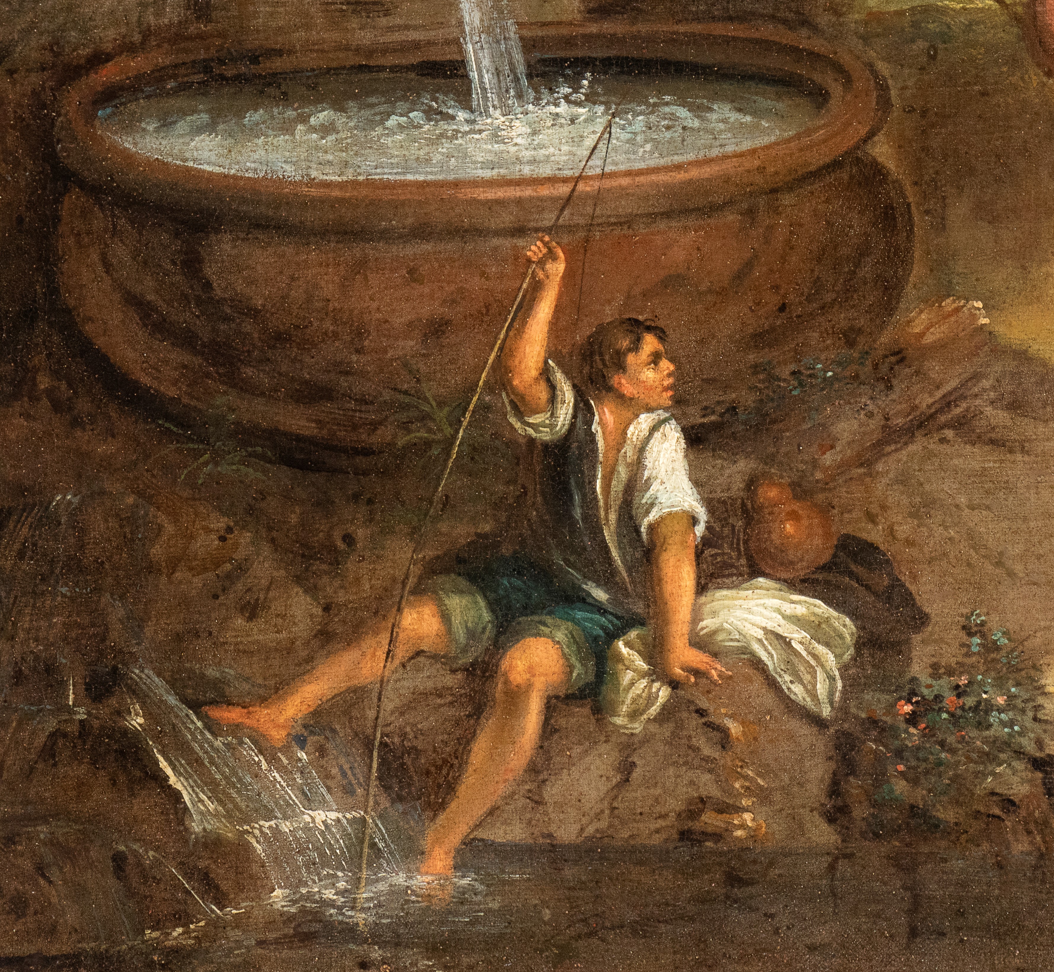 Paesaggio con fontanile, pastori e greggi