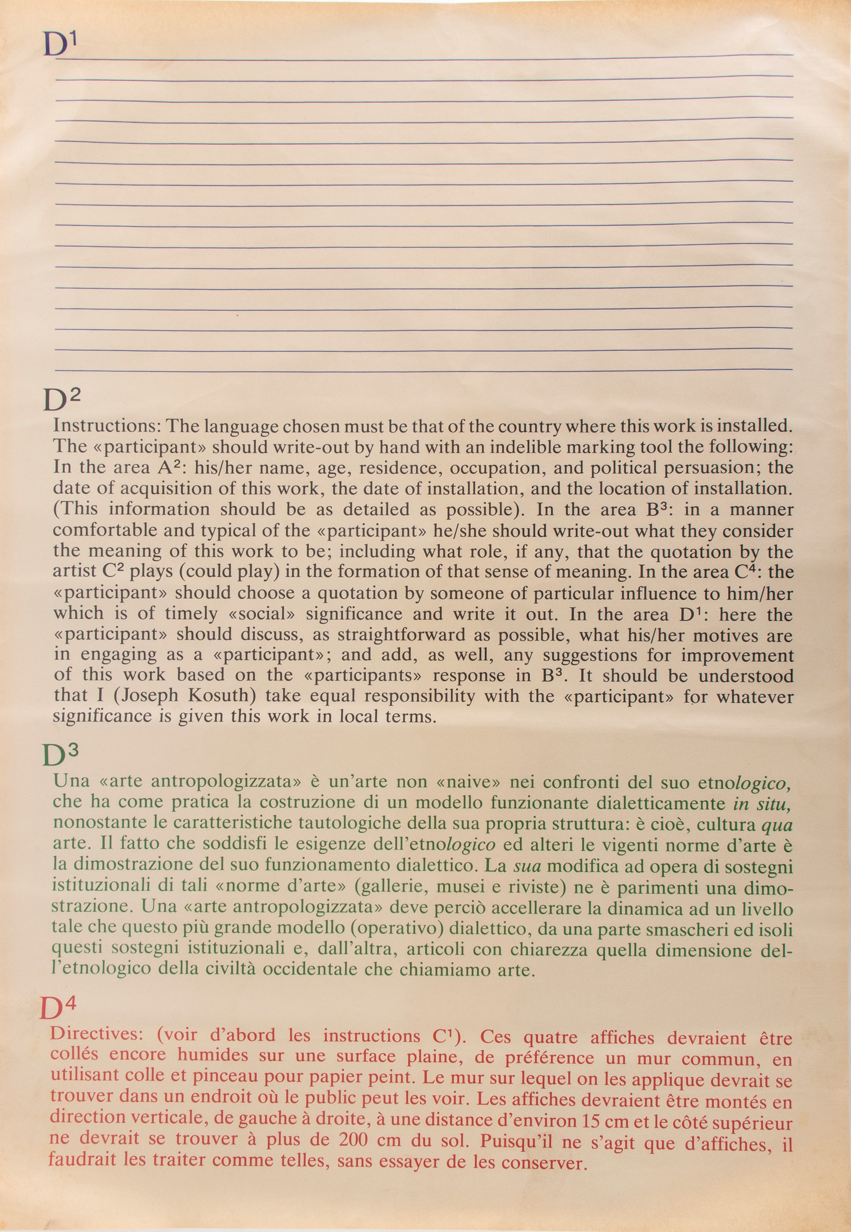 Joseph Kosuth - Practice (n. 5 Fogli)