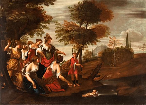 Artista emiliano, XVIII secolo - Moses saved from the waters 