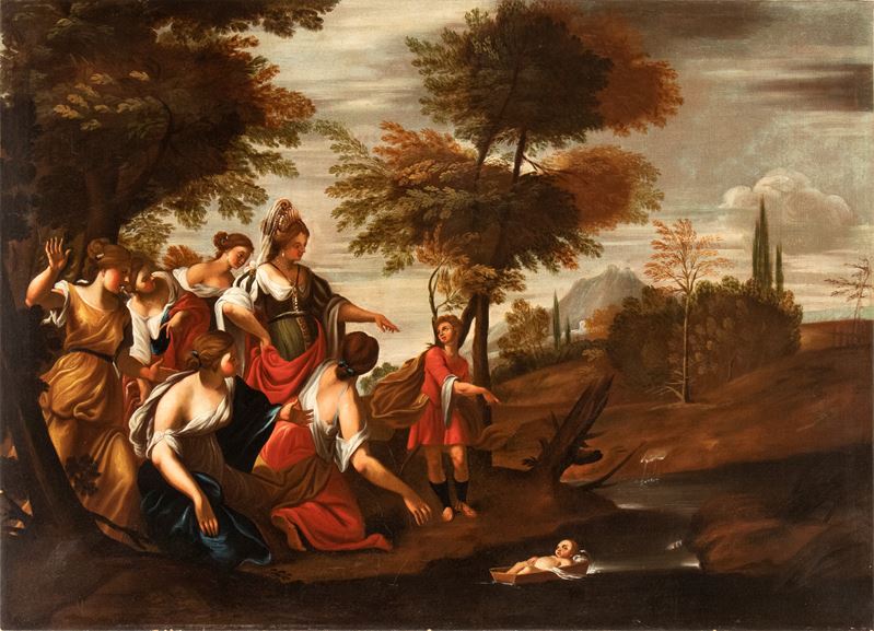 Artista Emiliano, XVIII Secolo - Mosè Salvato dalle Acque del Nilo