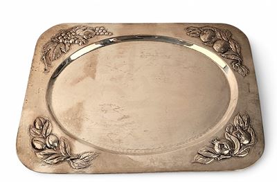 Vassoio italiano rettangolare in argento 800/1000