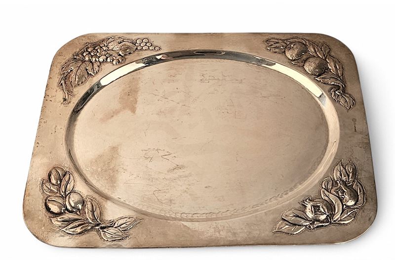 Brandimarte - Vassoio italiano rettangolare in argento 800/1000