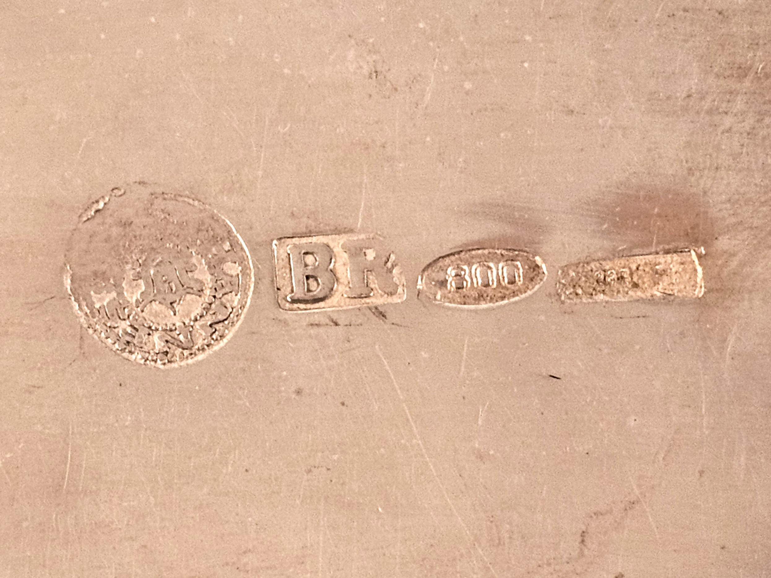 Brandimarte - Vassoio italiano rettangolare in argento 800/1000