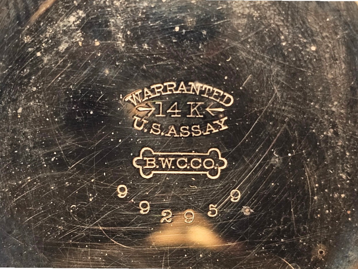Orologio da tasca in oro giallo 14k, Waltham, movimento a carica manuale
