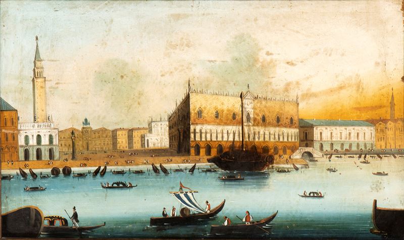 Artista Anonimo, XIX Secolo - Veduta di Palazzo Ducale dal Bacino di San Marco