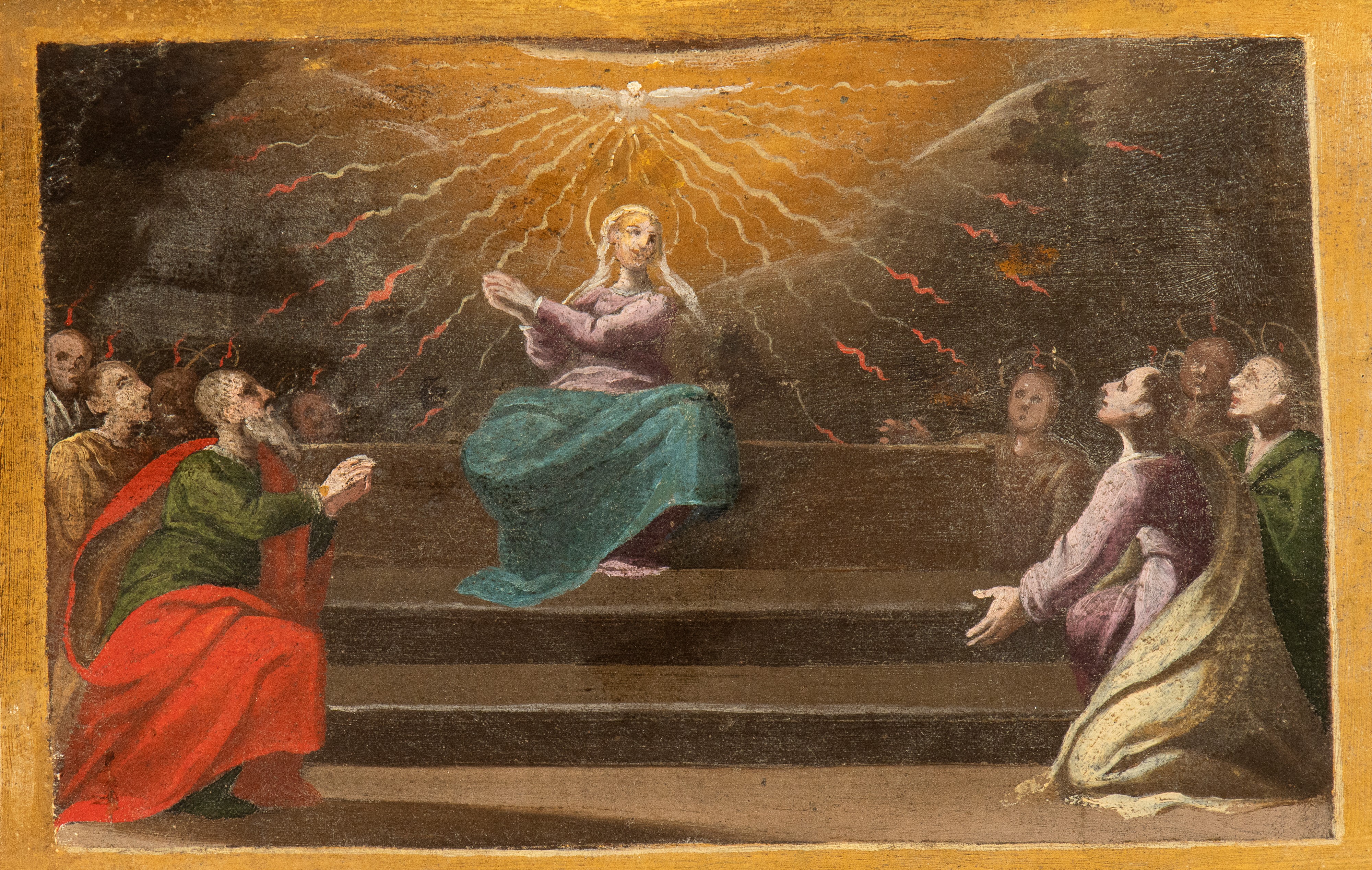 Artista Centro-italiano, Prima Metà XVII Secolo - San Domenico e Santa Rosalia Ricevono il Rosari...