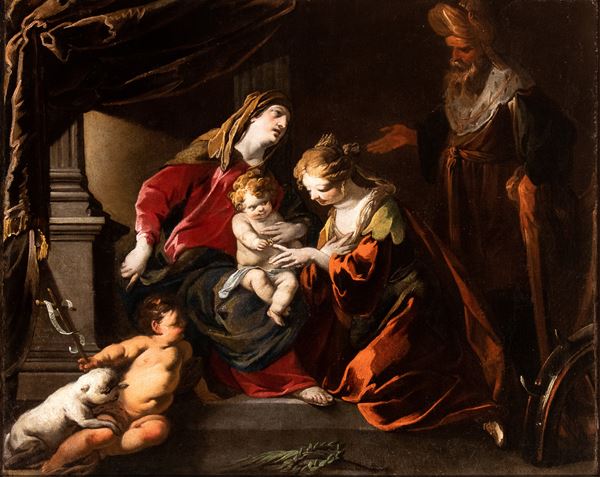 Artista lombardo, XVII secolo - Saint Catherine's mystical wedding