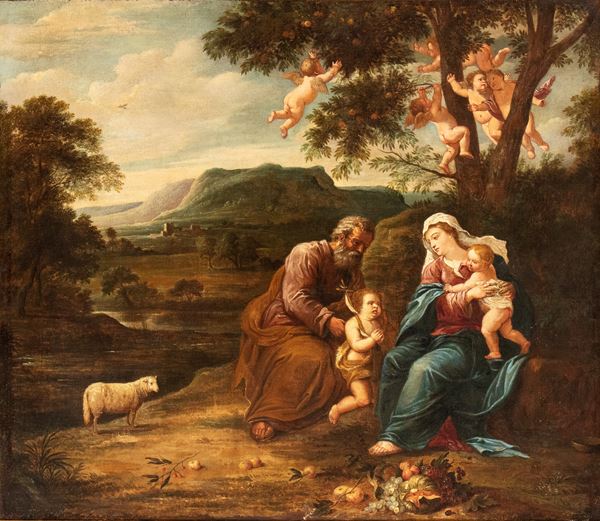 Francesco  Albani - Landscape with Holy Family and Saint John